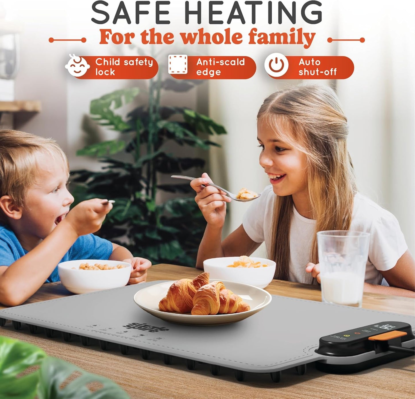 Electric Warming Tray, Rollable Silicone Warming Pad for Food with 4 Temperature Settings, auto Shut-Off, Great Food Warmer Mat for Parties, Buffets, Gatherings and Everyday Use - Gray