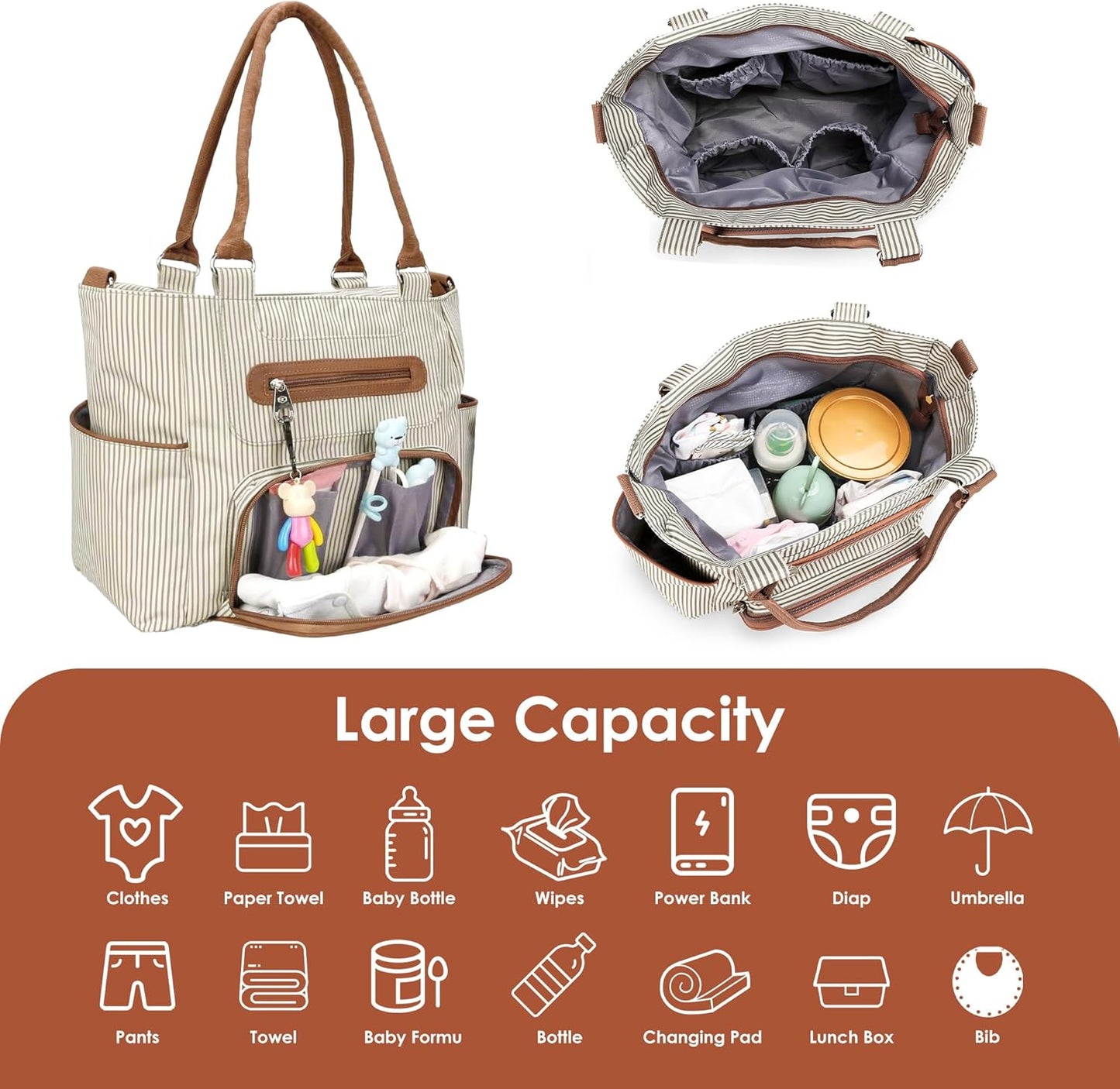 5PCS Baby Diaper Bag Set, Large Baby Doll Diaper Backpack