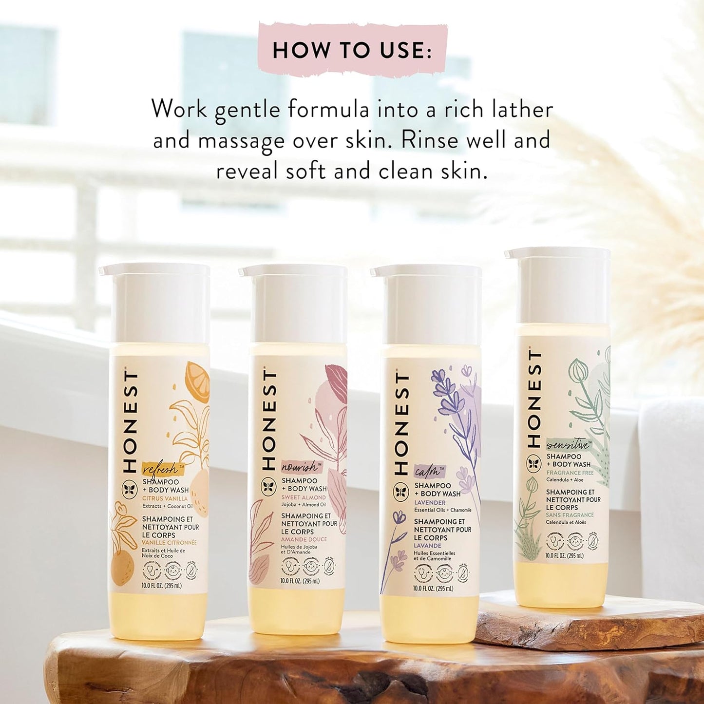 The Honest Company 2-in-1 Cleansing Shampoo and Body Wash for Sensitive Skin, Gentle Tear-Free Hypoallergenic Baby Wash with Naturally Derived Ingredients, Fragrance-Free, 10 fl oz
