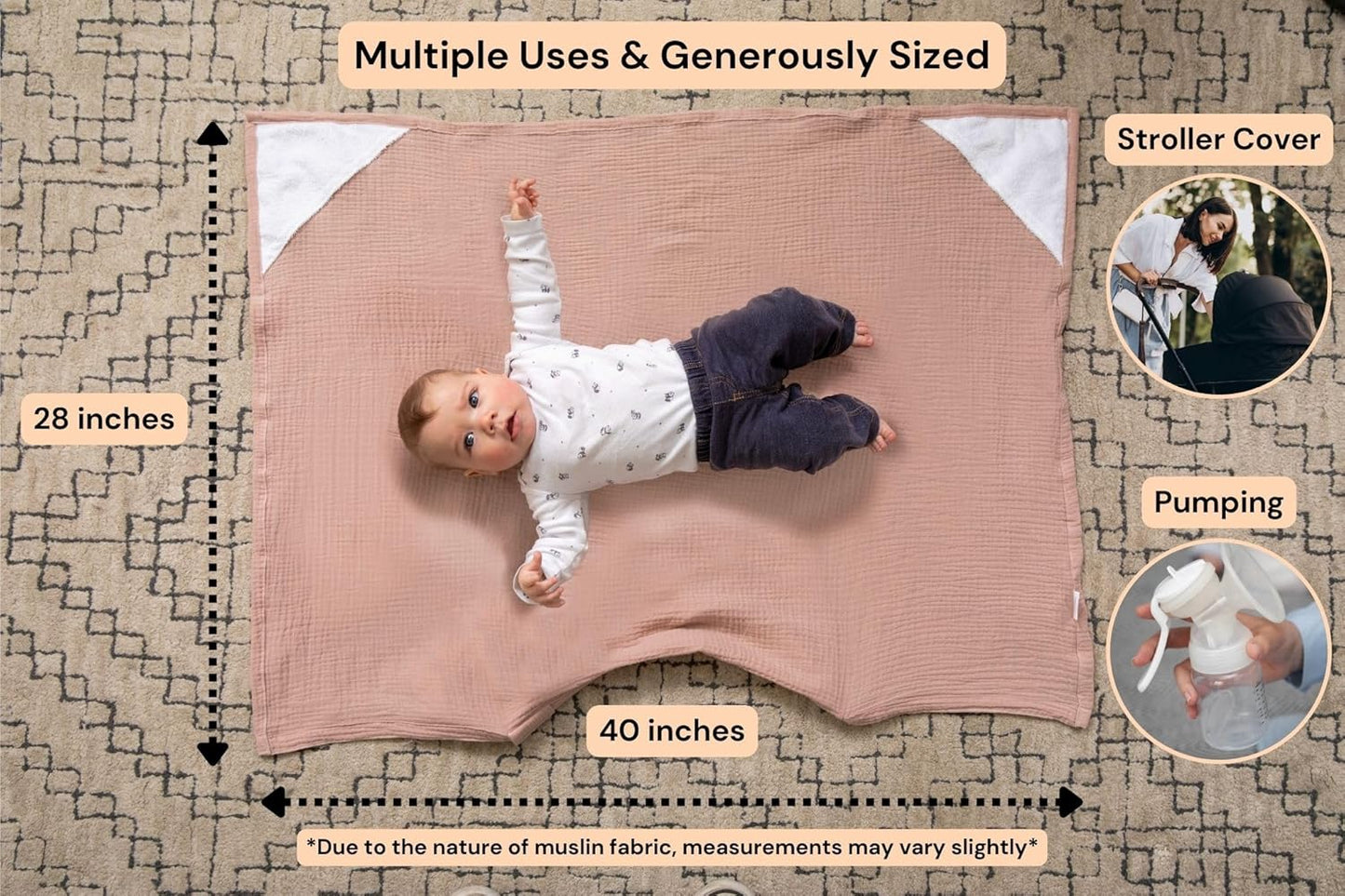 Superior Design Evergrwn Multi-use Privacy Nursing Cover Up for Breastfeeding, 100% Cotton Breathable Nursing Cover with Arch Neckline, Muslin Breastfeeding Cover, Baby Essentials (Sage Green)