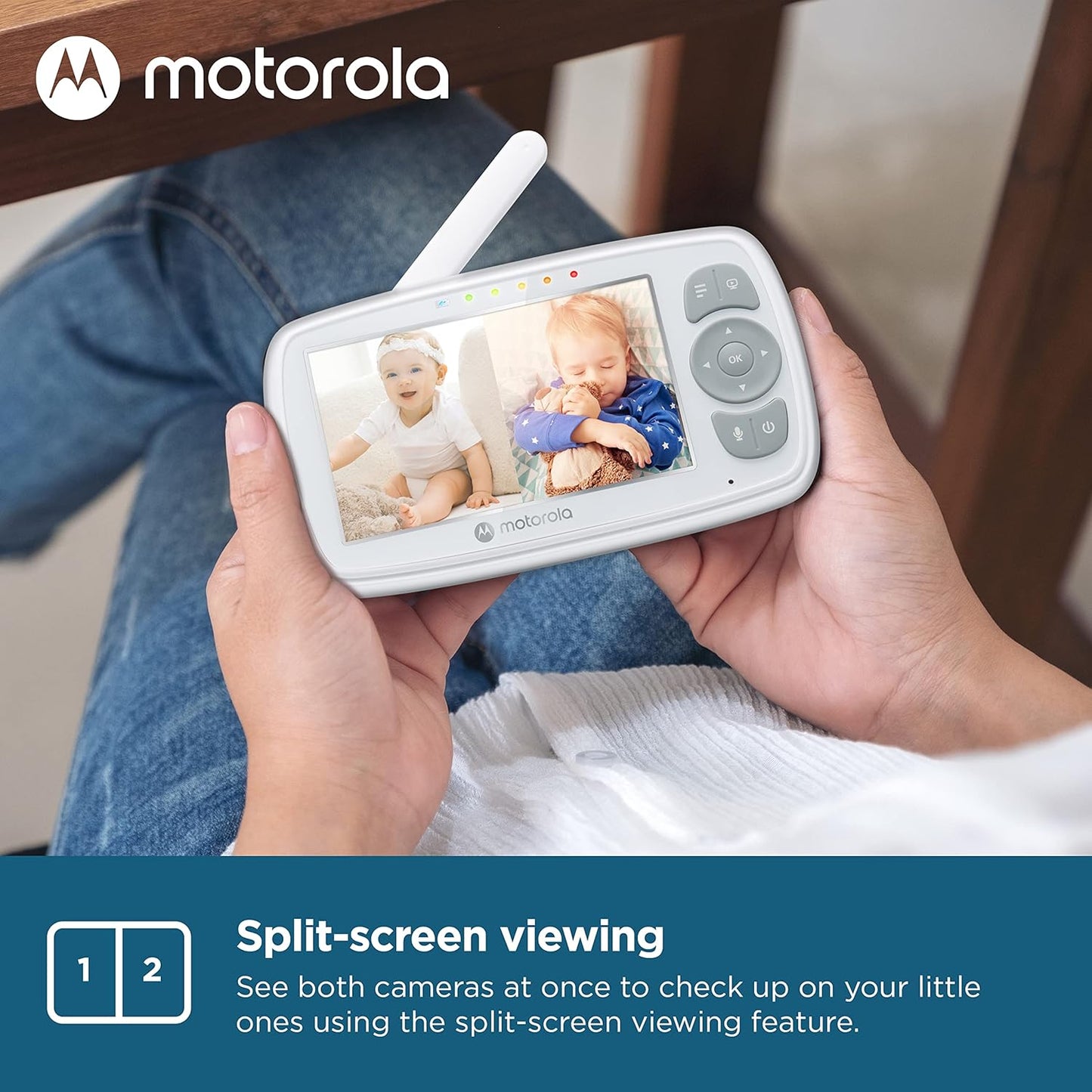 Motorola Nursery Baby Monitor Long Range with 2 Cameras and Audio, 4.3" Screen, 2-Way Audio VM34, No WiFi Needed, Manual Tilt/Pan, Digital Zoom, Lullabies, Temperature Sensor