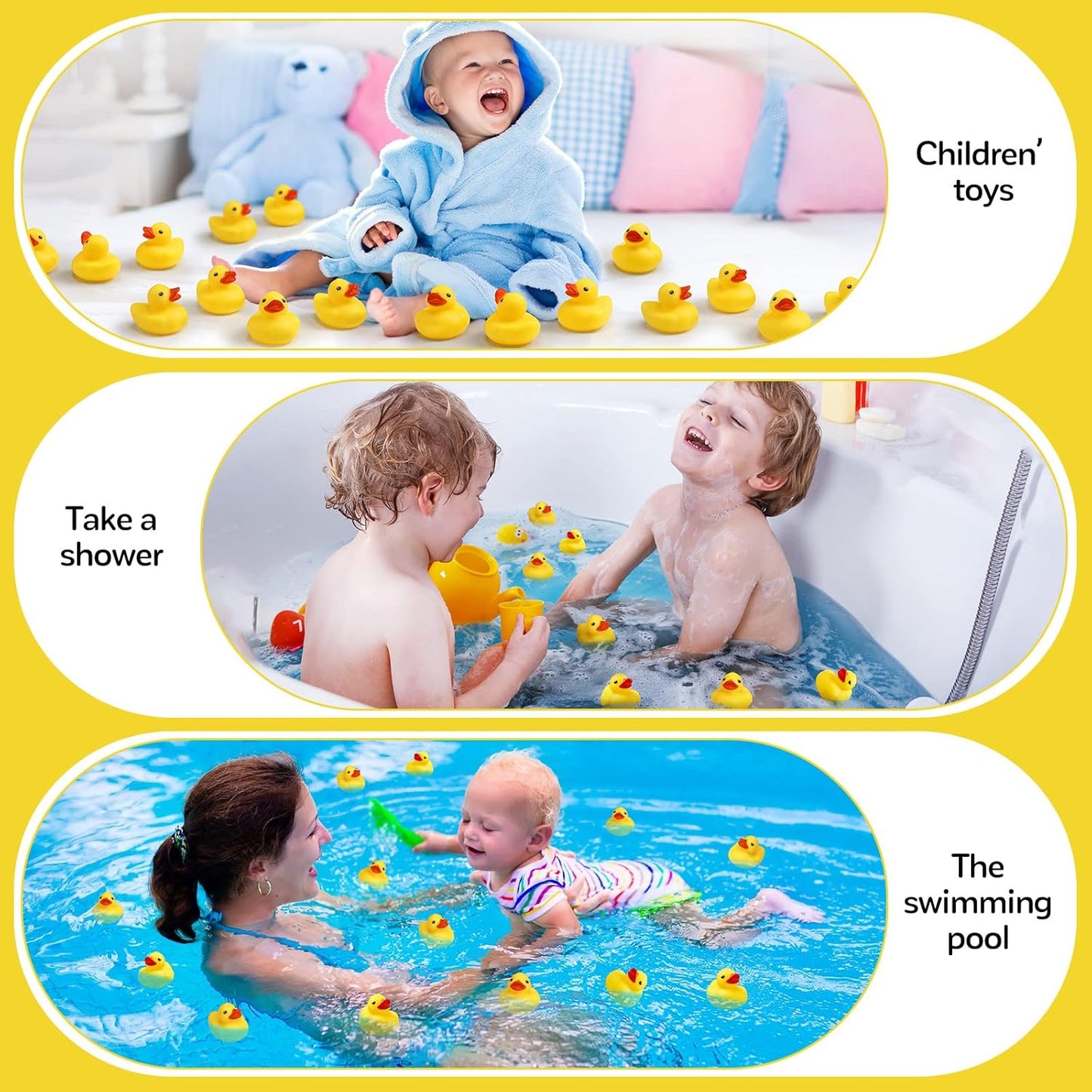 Vinsot 2 Inch Yellow Rubber Duck Bath Toys Large Rubber Ducks Bath Ducks Squeak Bathtub Toys for Birthday Pool Decoration Game Supplies(30 Pcs)