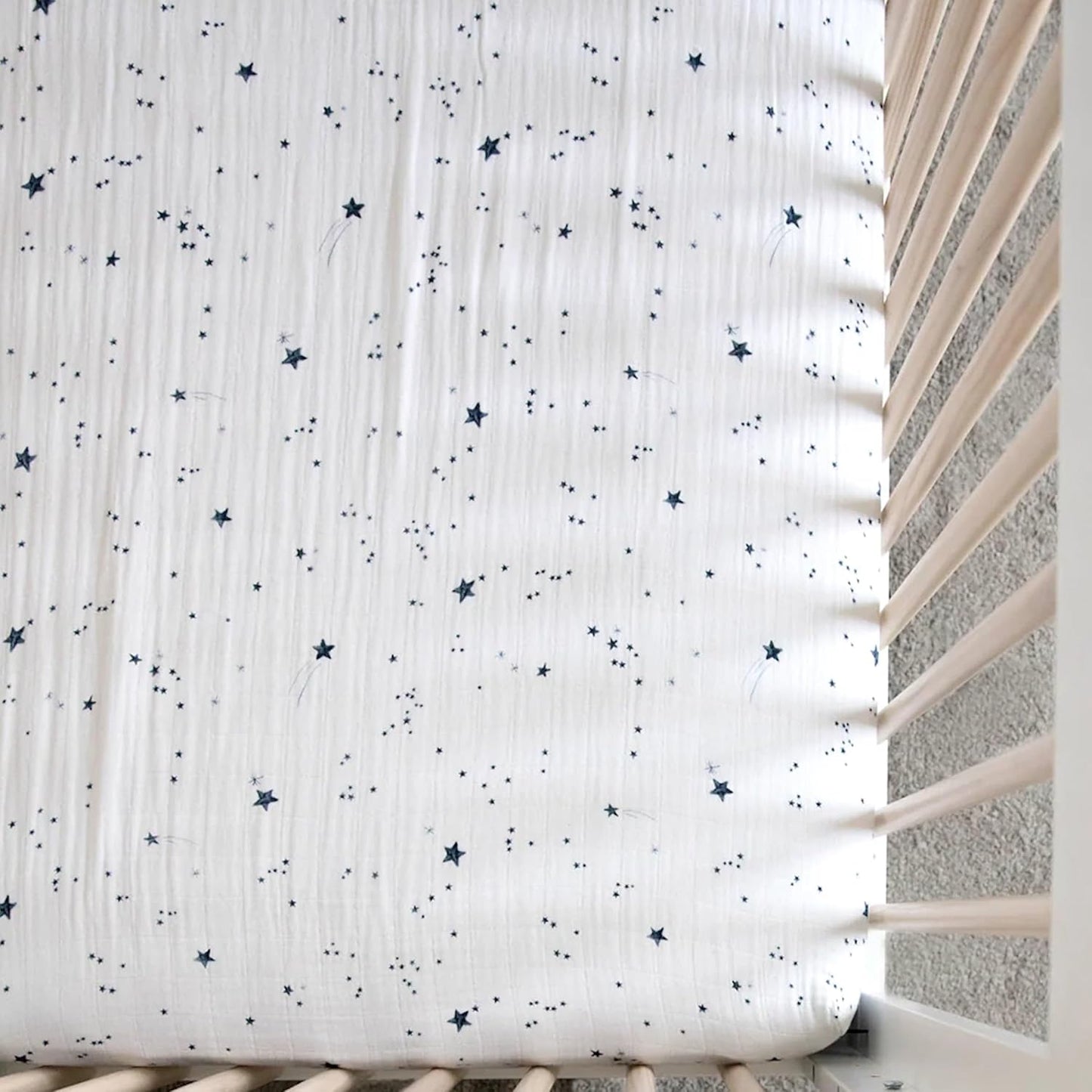 Little Unicorn Premium Crib Sheet | Breathable & Super-Soft Muslin Fabric (Shooting Stars)