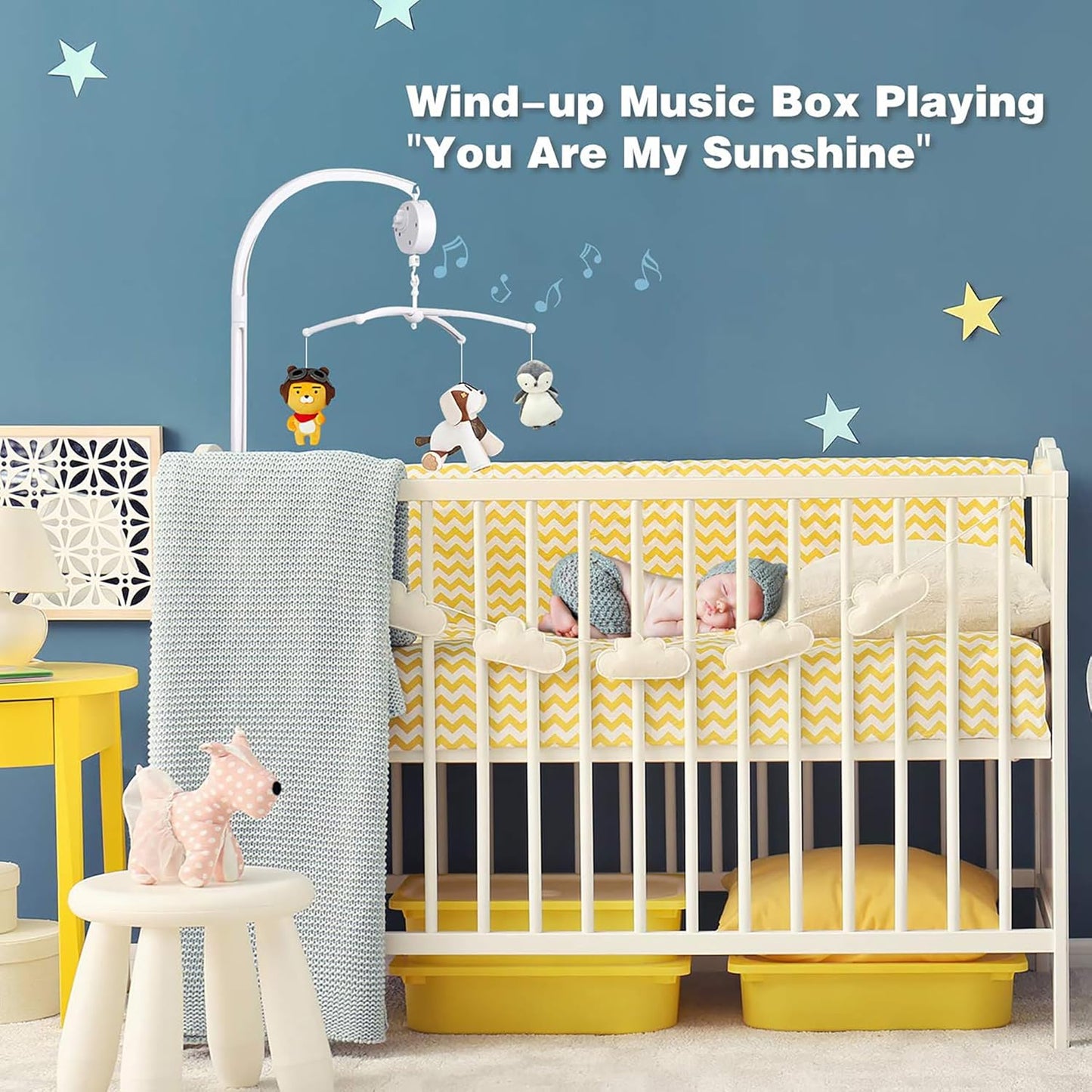 23 inches DIY Baby Crib Mobile Arm,Mobile arm for Crib,Nursery Mobile arm,Baby Mobile Hanger, The Claw Part Can be Adjusted Width,DIY Toy Decoration
