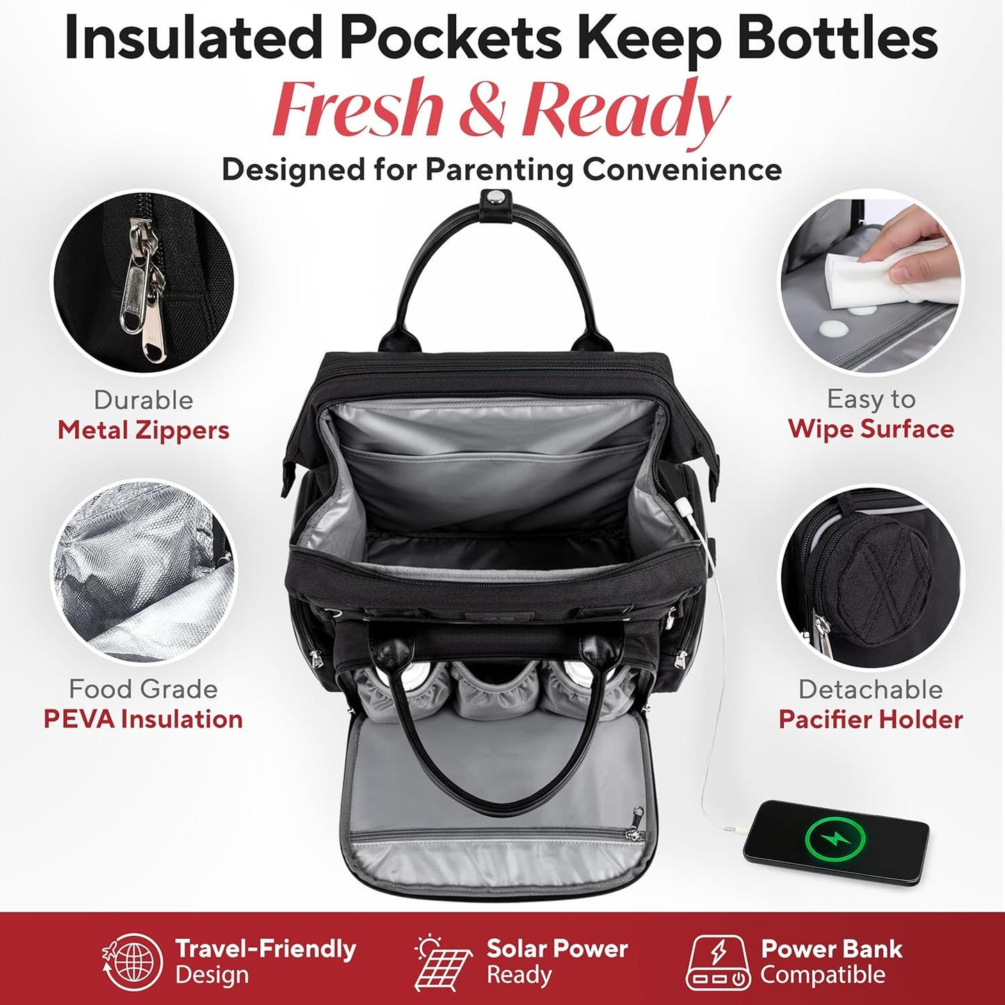 Award-Winning Eco-Friendly Smart Diaper Bag with Changing Station – 2025 Evergreen Winner, Premium All-in-One Backpack, Patent Pending, Heated Bottle Pockets, Trusted by Parents, Seen in Top USA Media