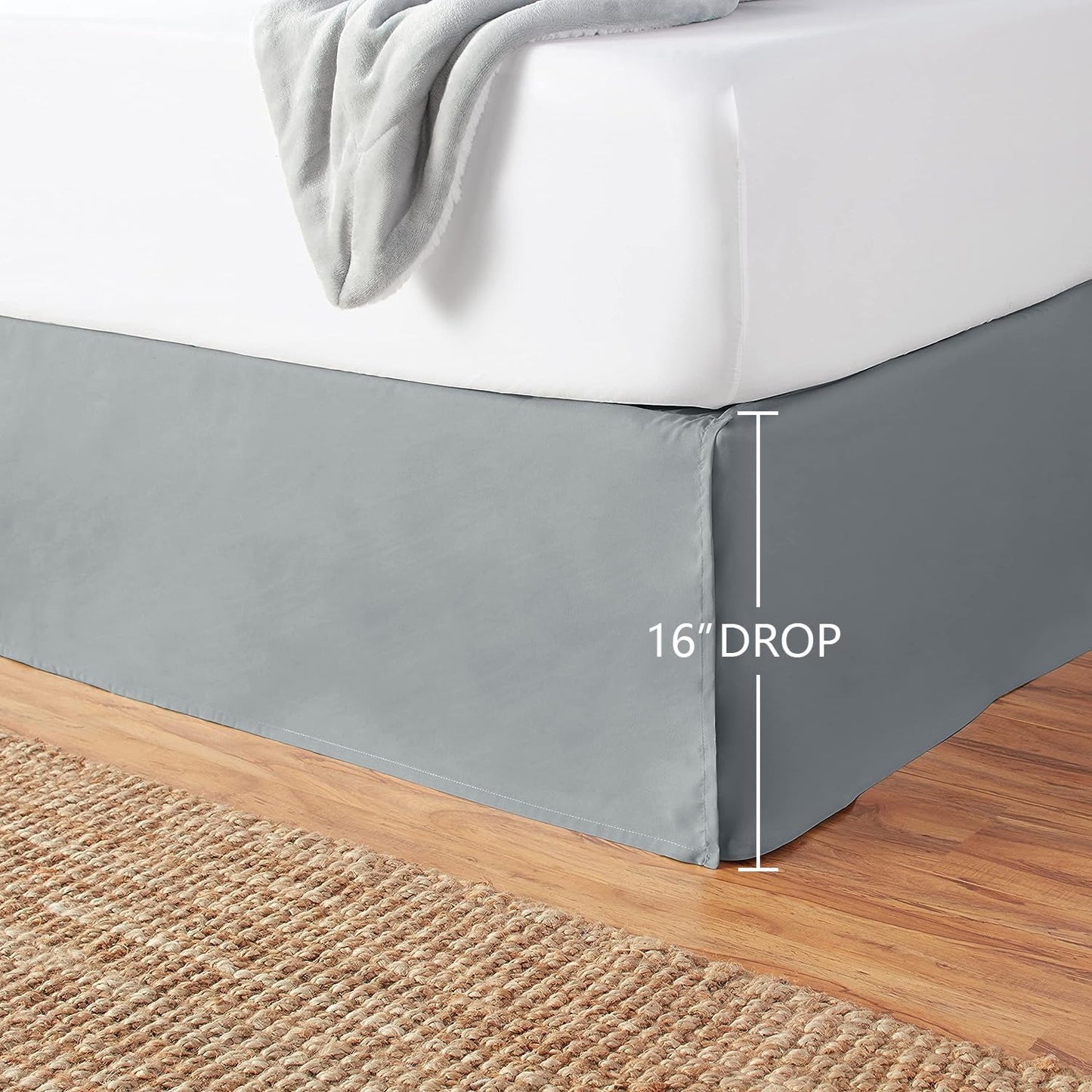 Amazon Basics Lightweight Pleated Bed Skirt, King, Dark Grey, Solid