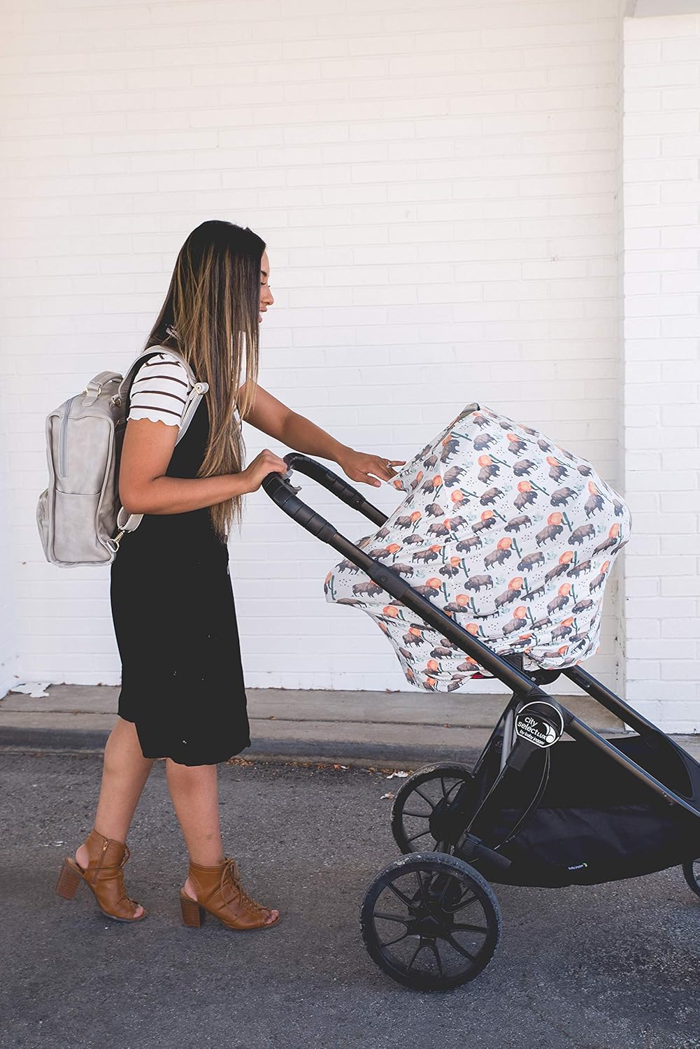 Bison Copper Pearl Multi-Use Cover: Car Seat, Nursing, Stroller - Stretchy Fabric, All-Season, Stylish Designs, Easy Access for Moms