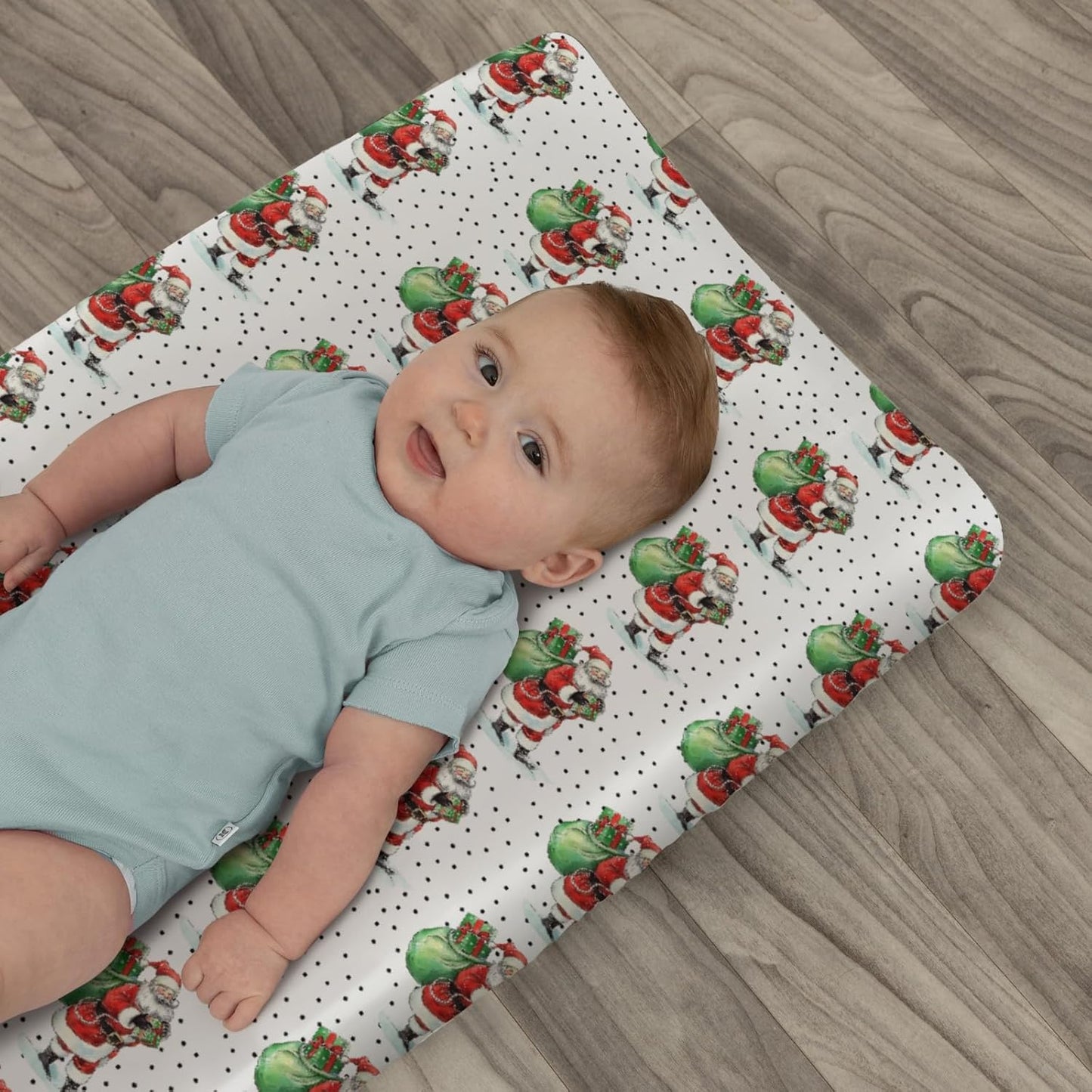 Vintage Christmas Santa Claus Gifts Baby Changing Pad Covers for Boys Girls Cute Santa Fitted Changing Table Cover Mats Winter Holiday Festive Soft Diaper Change Table Cover Sheets 32''×16''