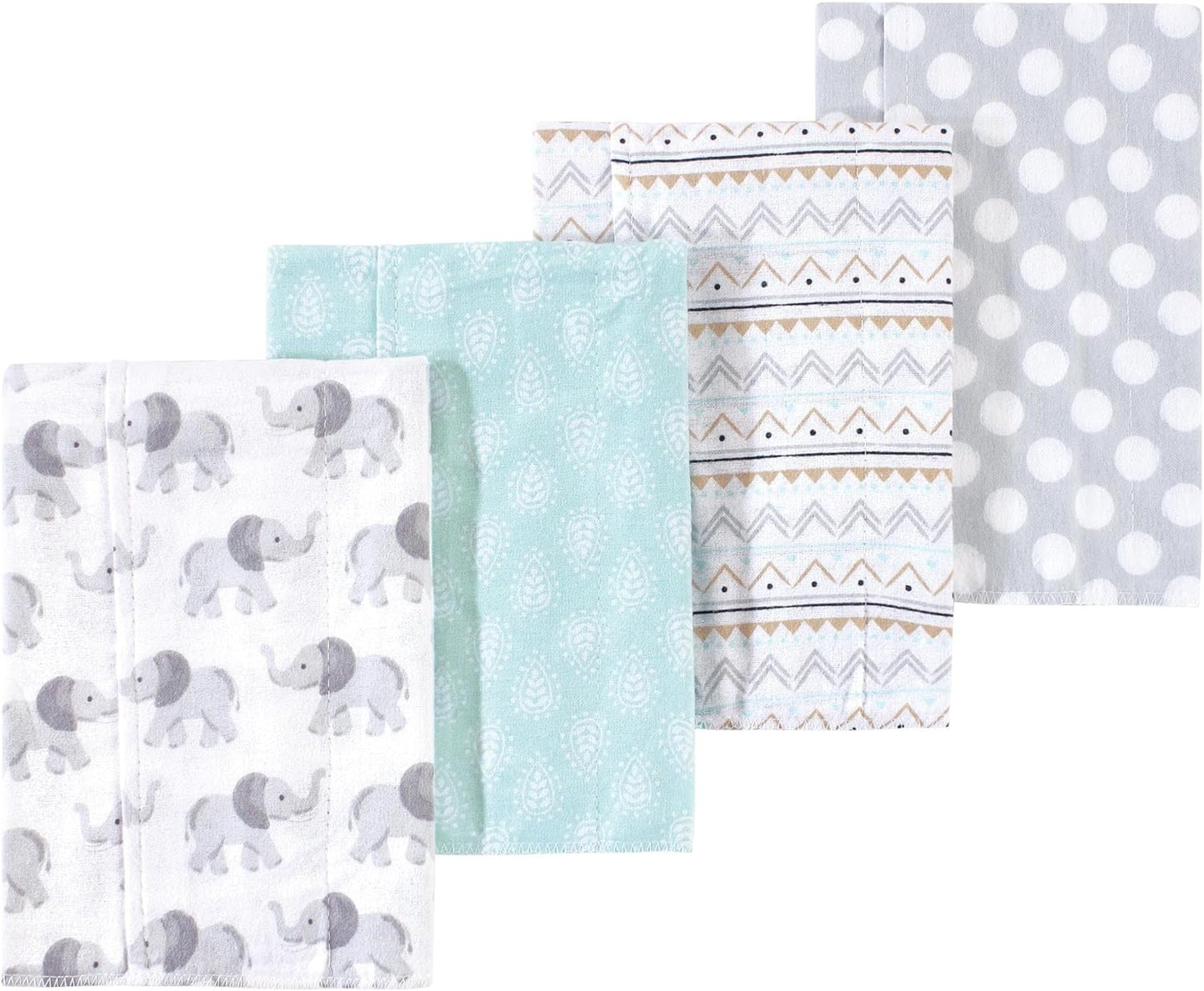 Luvable Friends Hudson Baby Flannel Burp Cloths 4pk, Elephant Gray