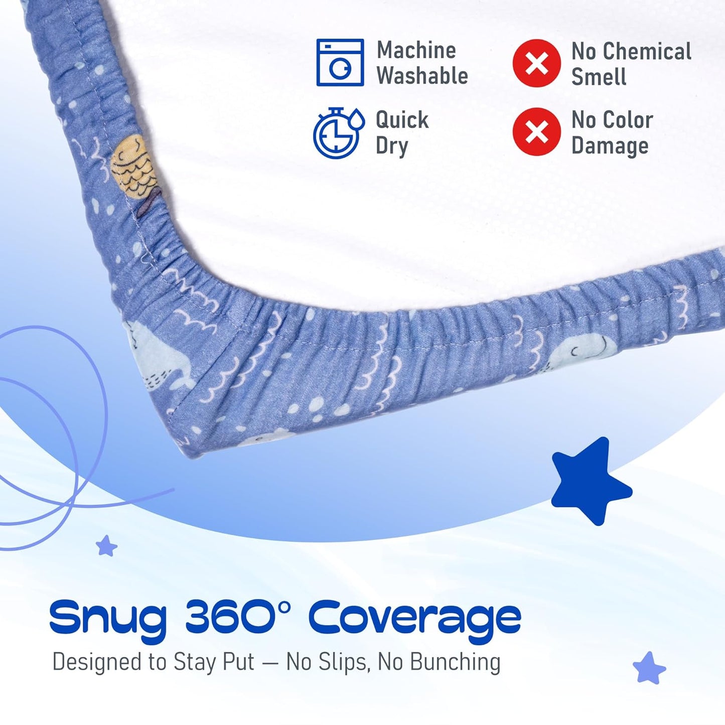 100% Muslin Changing Pad Cover Ultra Soft, Breathable, Secure Fit, Fade-Resistant Prints for Boys and Girls (Pack 2)