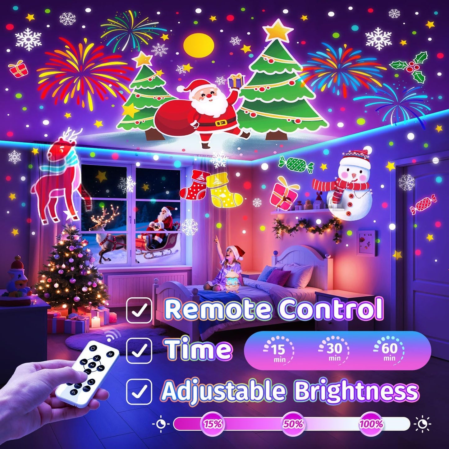 Christmas Gifts for Kids Toys,15 Films Star Lights for Ceiling Projector +15 Sleep Sounds Machine Baby Night Lamp,Remote Timer Cute Pink Nursery Lamp,Exquisite Gifts for Kids Baby Girl Toddler