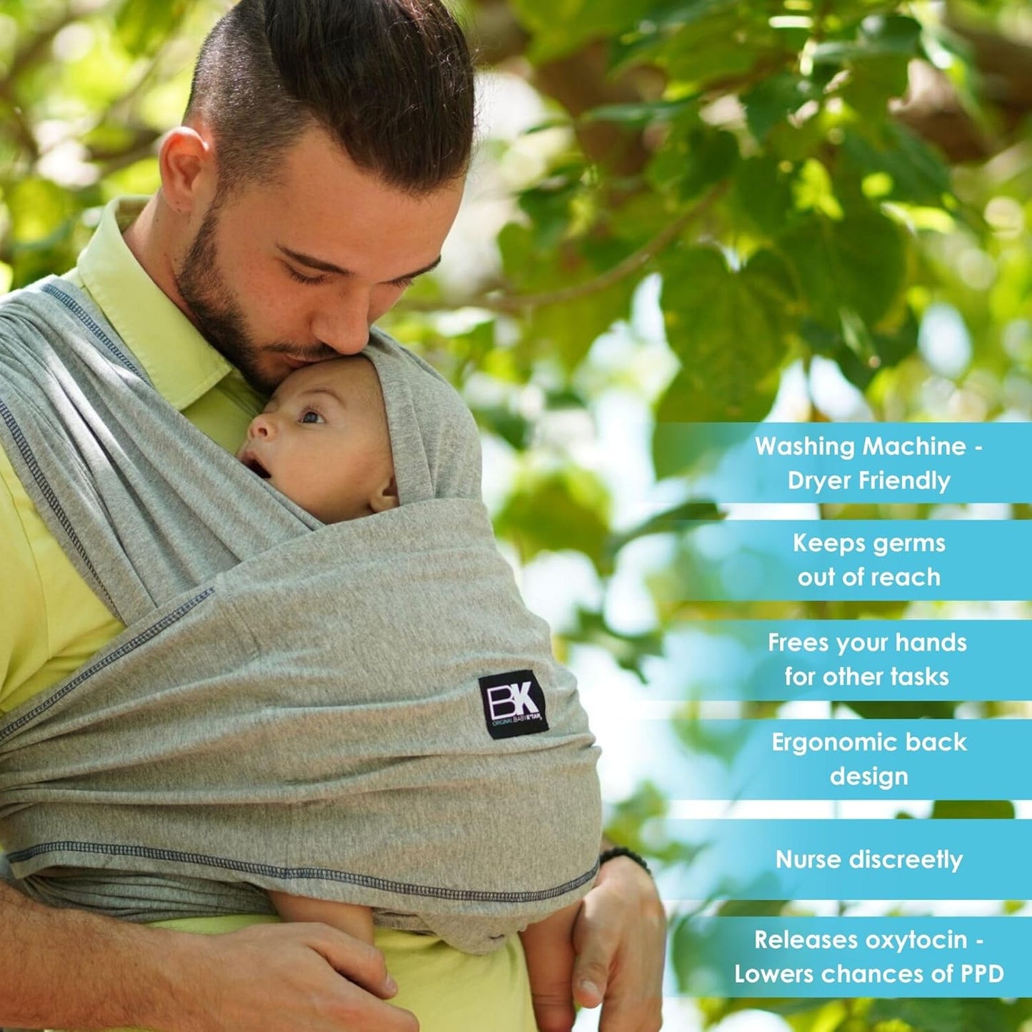 Original Baby K'tan Baby Carrier: #1 Easy Pre-Wrapped, Soft, Slip-On, No Rings, No Buckles | The Best Hands Free Infant Wrap for Newborn to Toddler up to 35lb (See Size Chart) + Baby Hat