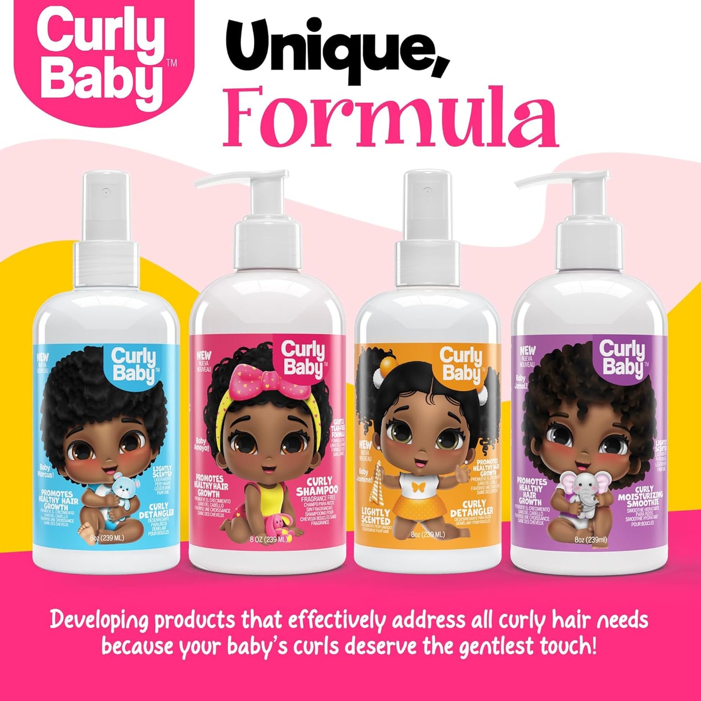 Curly Shampoo – Tear-Free, Dermatologist-Tested, Hypoallergenic, Fragrance-Free Baby Shampoo for Curly, Kinky, Coily Hair – Gentle Cleanse, Moisturizing, Promotes Healthy Hair Growth - 8oz