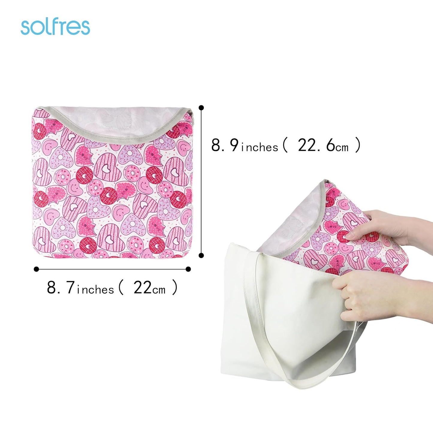 Solfres Dual-Belt High Chair Cover, Baby High Chair Cover, Upgrade Version, for Wooden or Restaurant High Chair, Sturdy and Robust Material, Heart-Shaped Donut, Pink Hot Pink Lilac