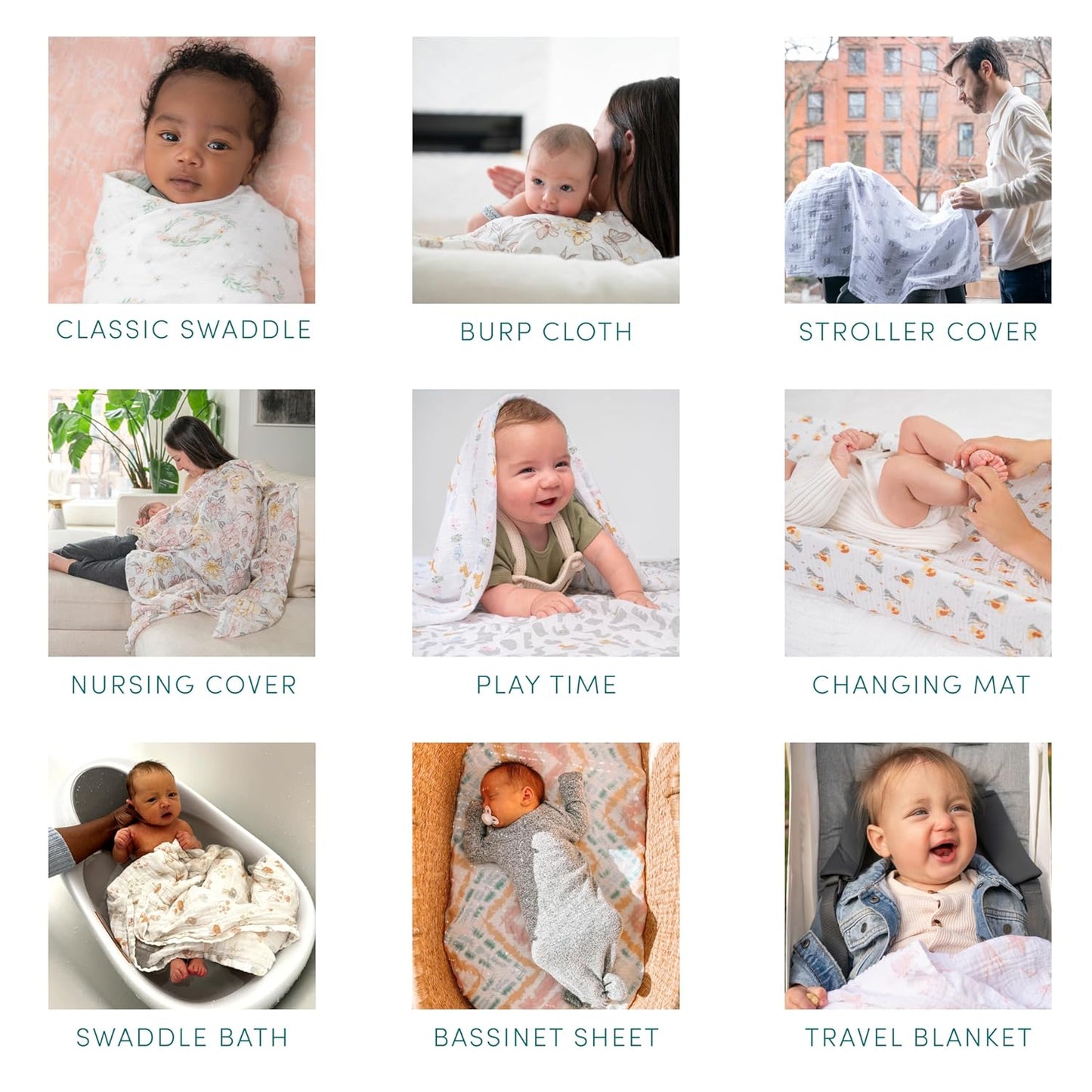 aden + anais Essentials Washcloth 3-Pack, Super Soft 100% Cotton Muslin, Gentle on Skin, 3 Absorbent 11x11 Layers, Softer with Every Use, Perfect for Babies, Infants, Toddlers, Dino Jungle
