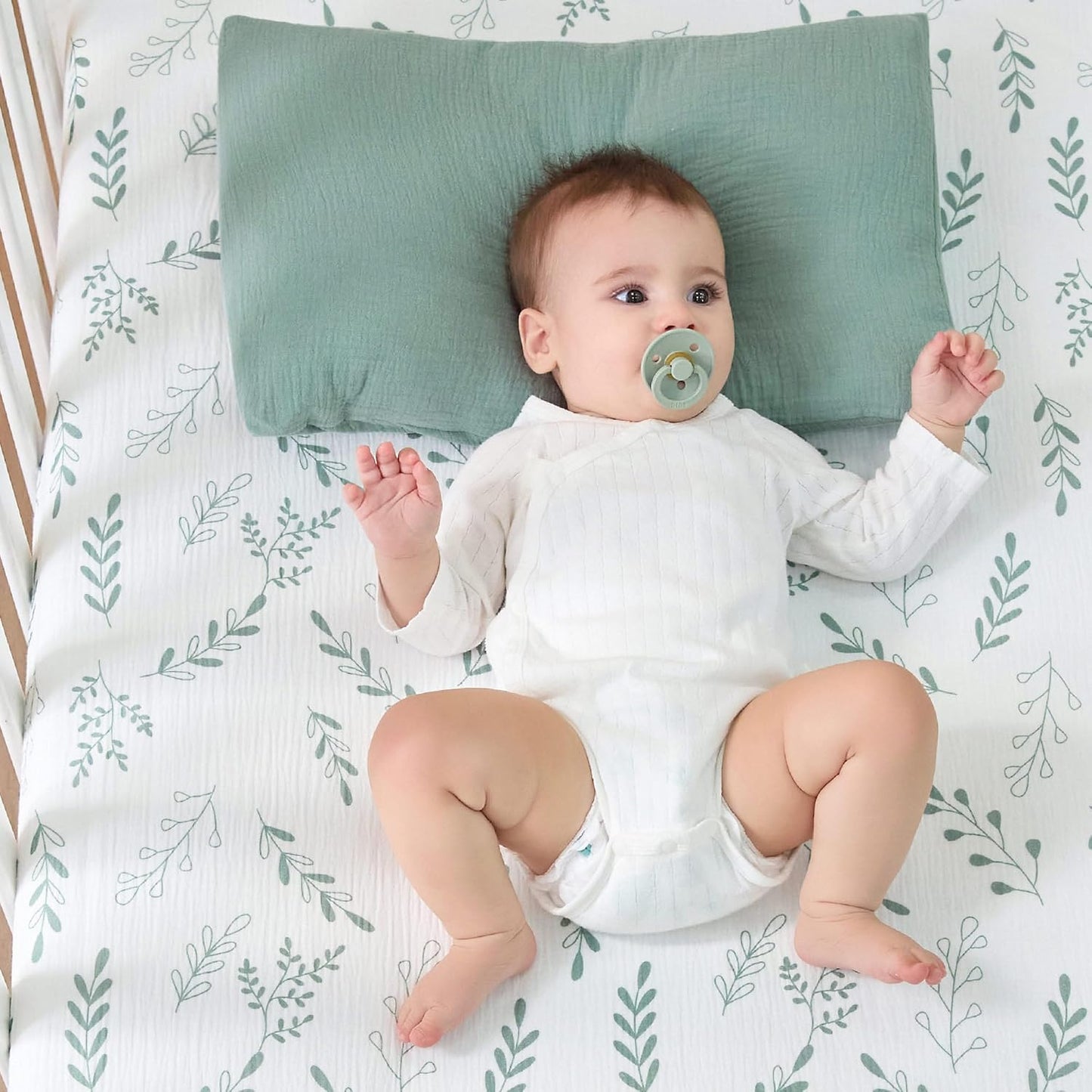JELLYMONI 2 Pack Muslin Toddler Pillowcase for 13x18 Pillow, 100% Cotton Baby Pillow Case Cover for Bed, Toddler Cot and Travel, Soft & Breathable Baby Kids Envelope Pillowcase, No Pillow
