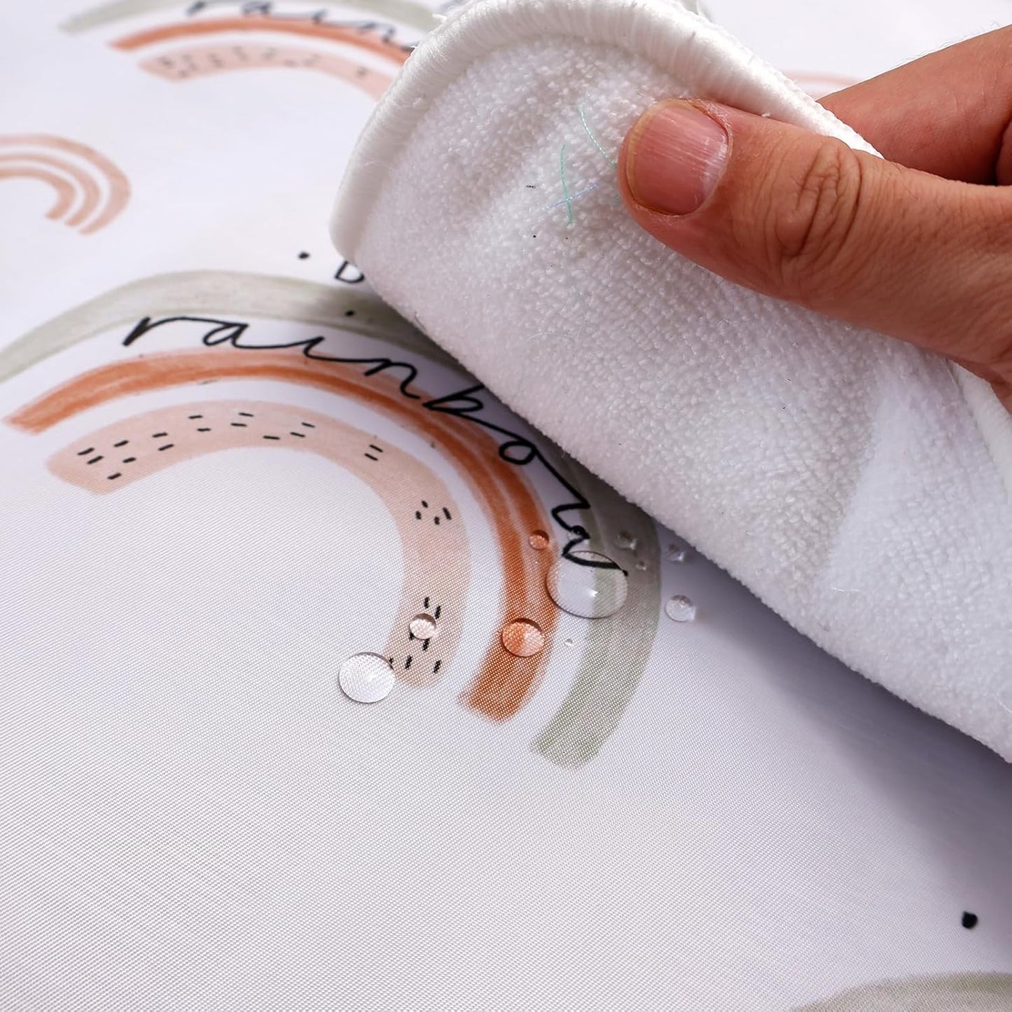 Baby Splat Mat for Under High Chair, 51 x 51 Inch Wipeable Splash Mat,Floor Protector,Wipe-Clean Tablecloth and Playing Mat (Rainbow)