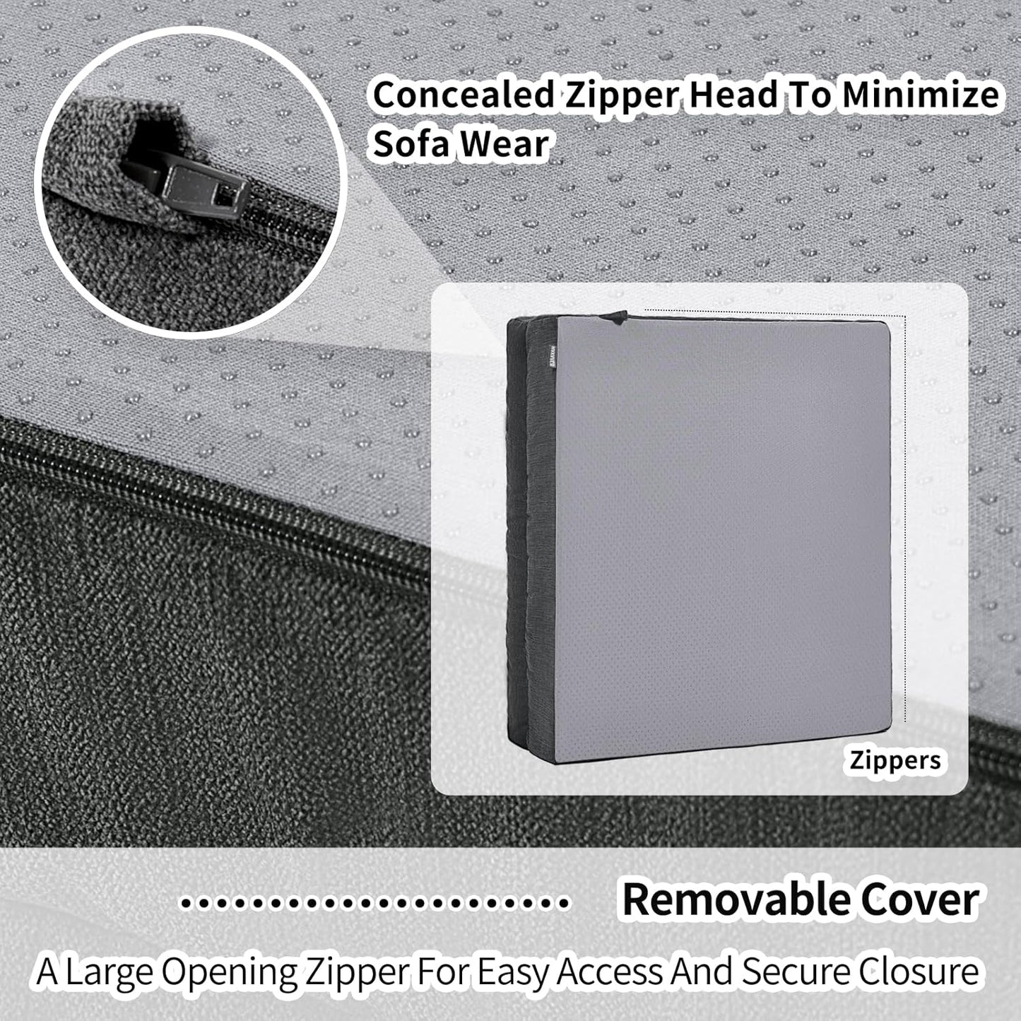 HAVARGO Recliner Cushions for Elderly, 20x20x5 Inch Thick Chair Cushion Patent Design Soft Tufted Dual Layer Booster Seat Cushions for Seniors Recliner Risers Gray 1P