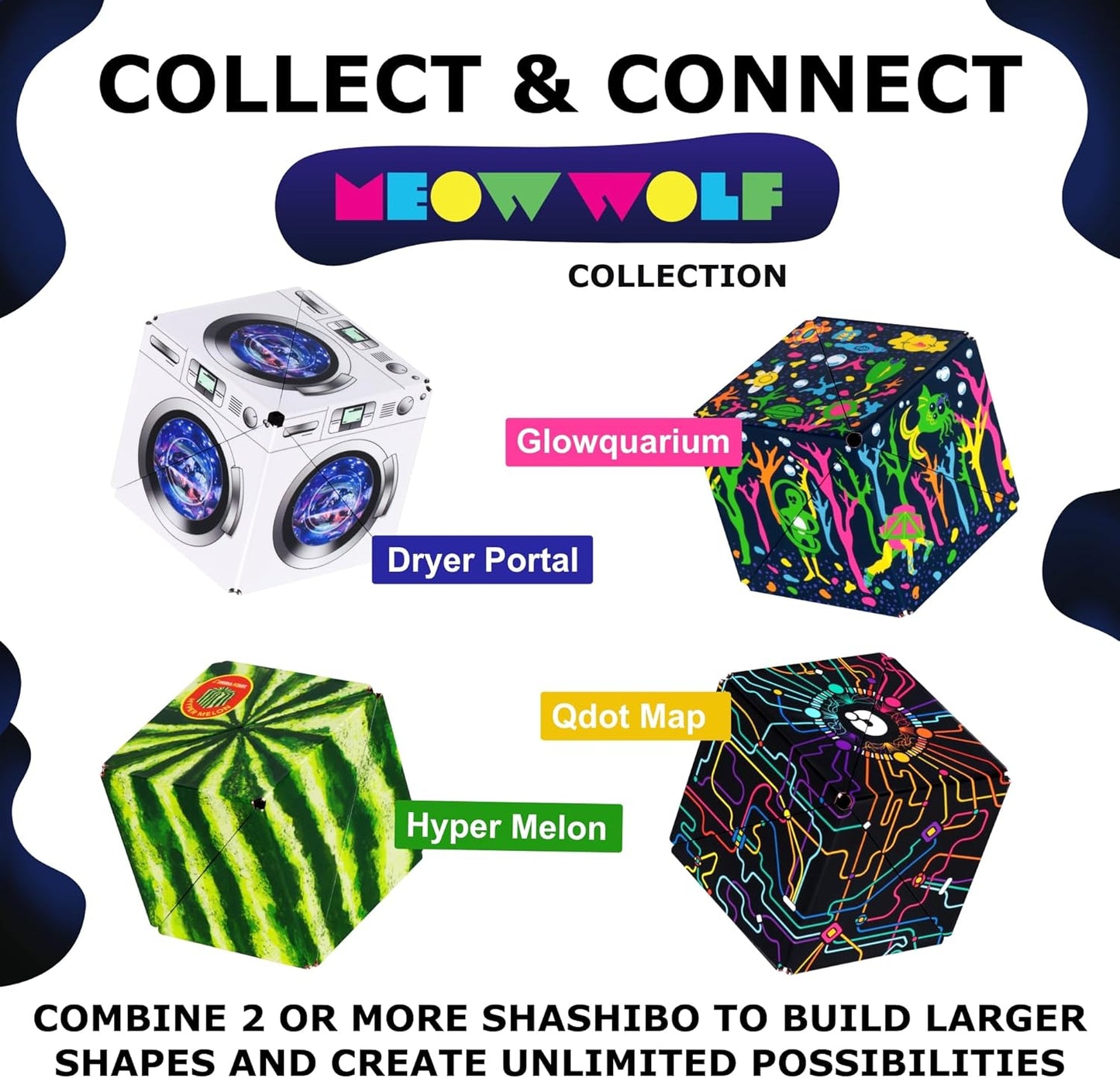 SHASHIBO Shape Shifting Box - Award-Winning Fidget Toy w/ 36 Rare Earth Magnets - Fidget Cube Transforms Into Over 70 Shapes, Sensory Toy Gift for Kids, Teens, and Adults (Dryer Portal)