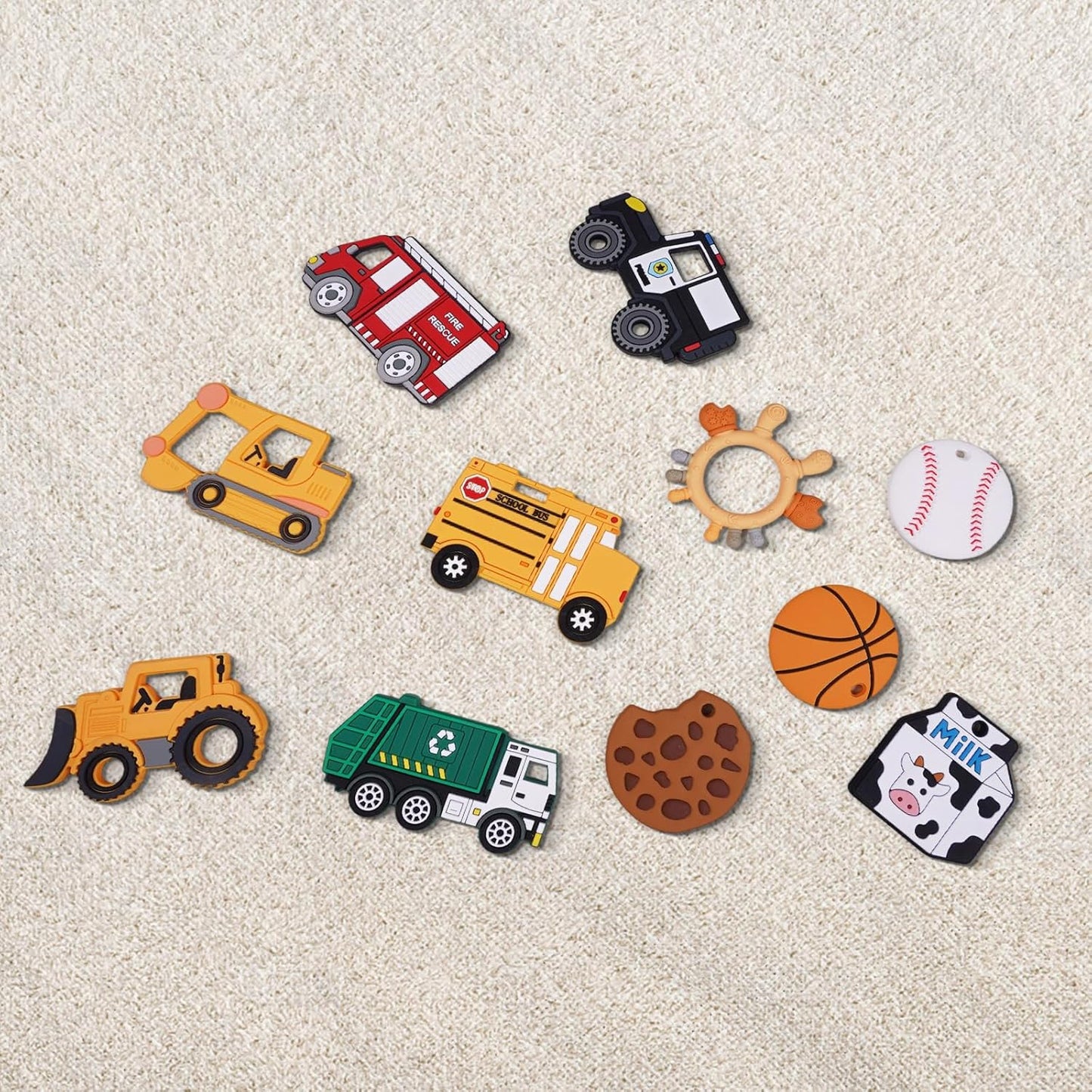 Baby Silicone Teether,Sensory Chew Toys,BPA Free Soft and Effective Infant Teething Pain Relief Toys,Freezer Safe,Food Grade Silicone,Best Shower Gift for Boys and Girls (Garbage Truck)