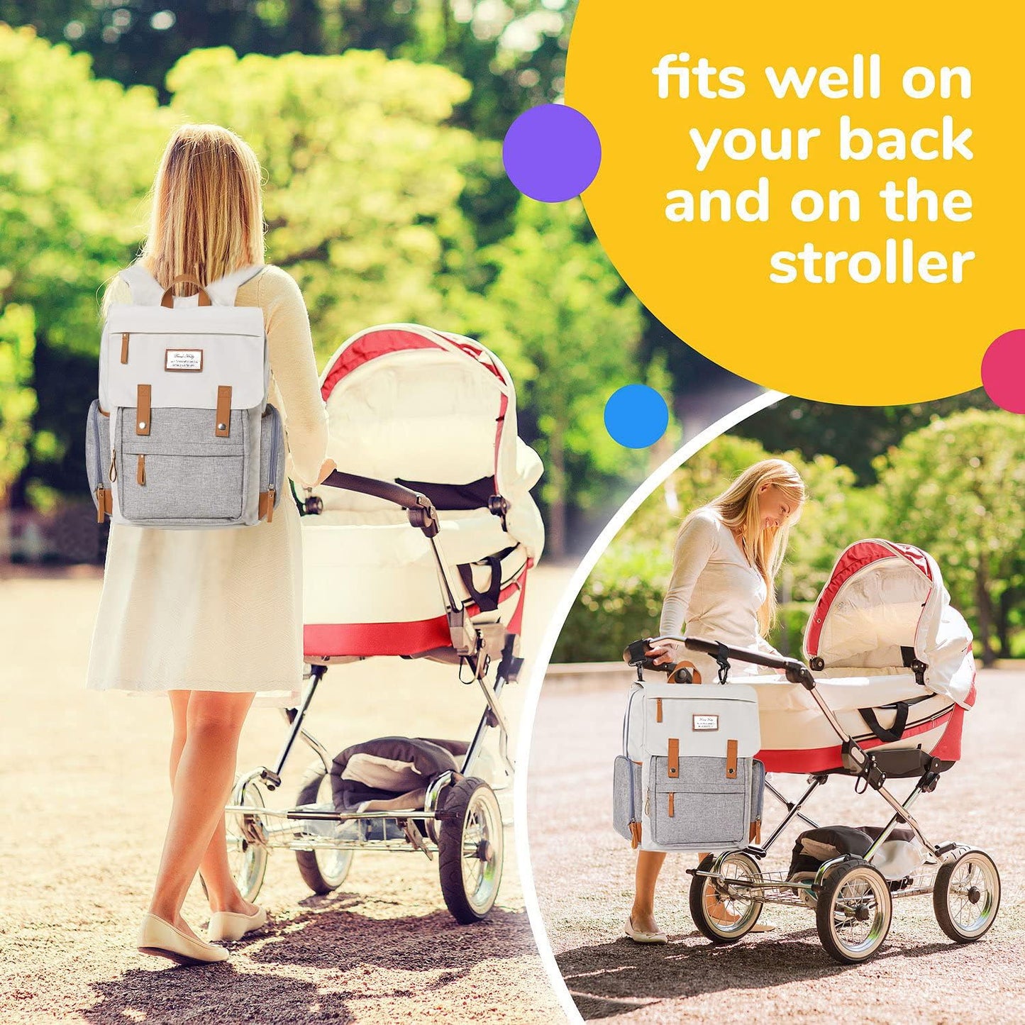 Frank Mully Diaper Bag Backpack Large Multifunction Travel Baby Bag for Mom Dad Cream White