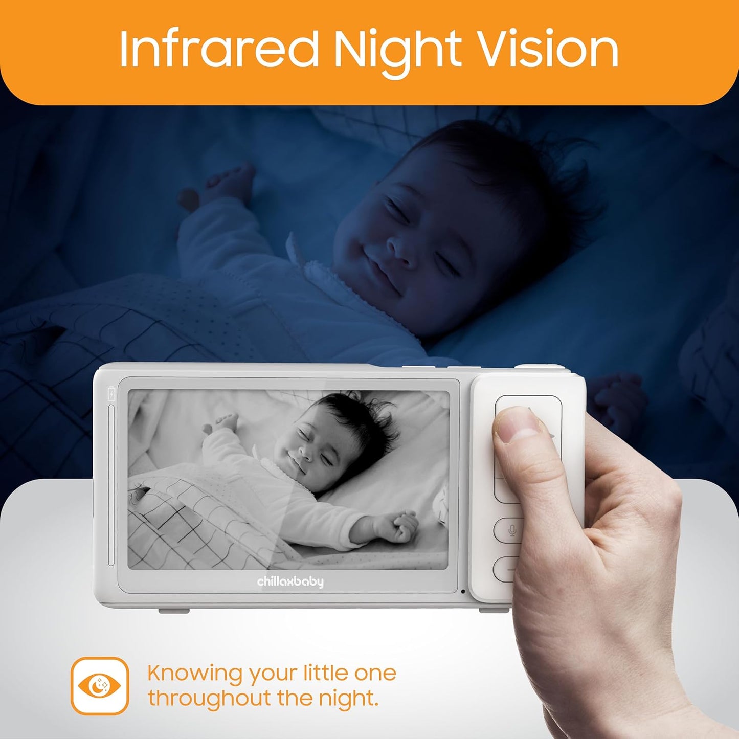 CHILLAX Giraffe Pro Max Baby Monitor, 1080p Full HD Camera with 5” 720p Screen, Privacy Mode, Flexible Gooseneck, Auto-Dimming LED, Two-Way Talk, and Night Vision, Video with Camera and Audio