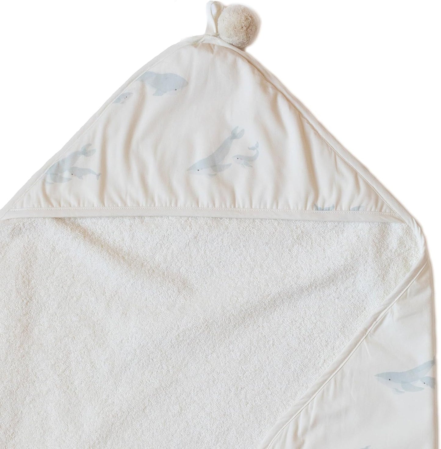 PEHR Hooded Towel, Follow Me Whale | Absorbent French Terry & Soft Brushed 100% Cotton | Playful Animal Print | 30β x 30β