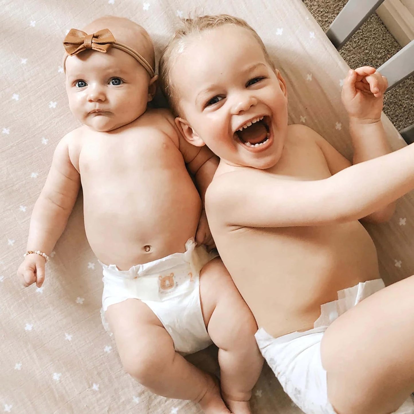 Little Unicorn Premium Crib Sheet | Breathable & Super-Soft Muslin Fabric (Taupe Cross)
