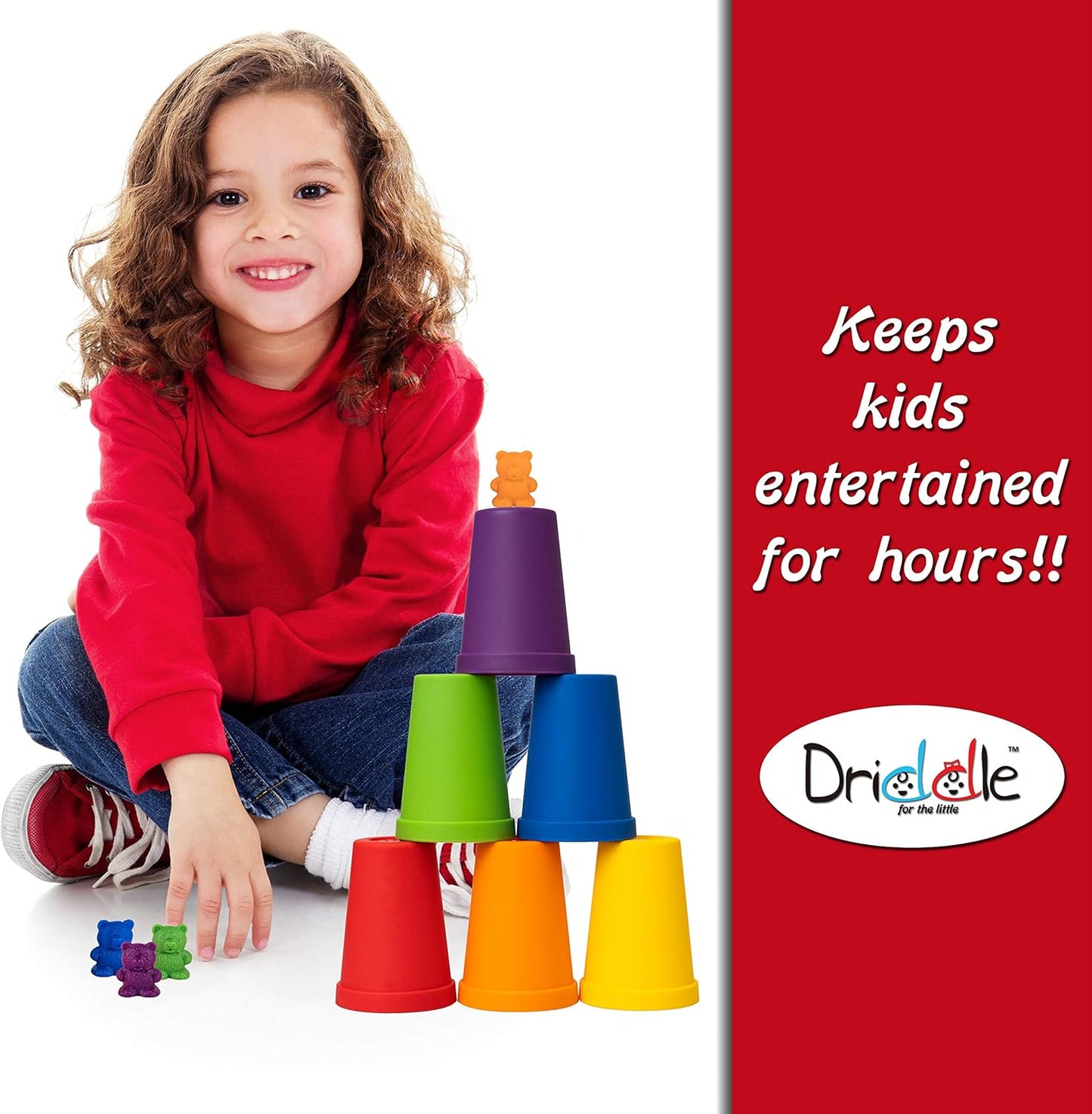 Colorful Counting Bears with Matching Cups - 60 Bears - Sort, Count & Color Recognition Learning Toy for Toddler & Kids - Montessori Education - Preschool Game