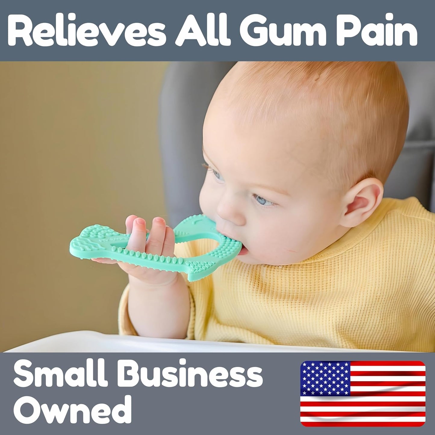 Silicone Baby Teether - Dolphin | 8 Teething Relief Textures, 100% Food-Grade, Easy to Hold & BPA Free Silicone Teethers for Babies, Baby Teething Toys, Soft Chew Toy for Babies Ages 3M+ - Baby’s Aid