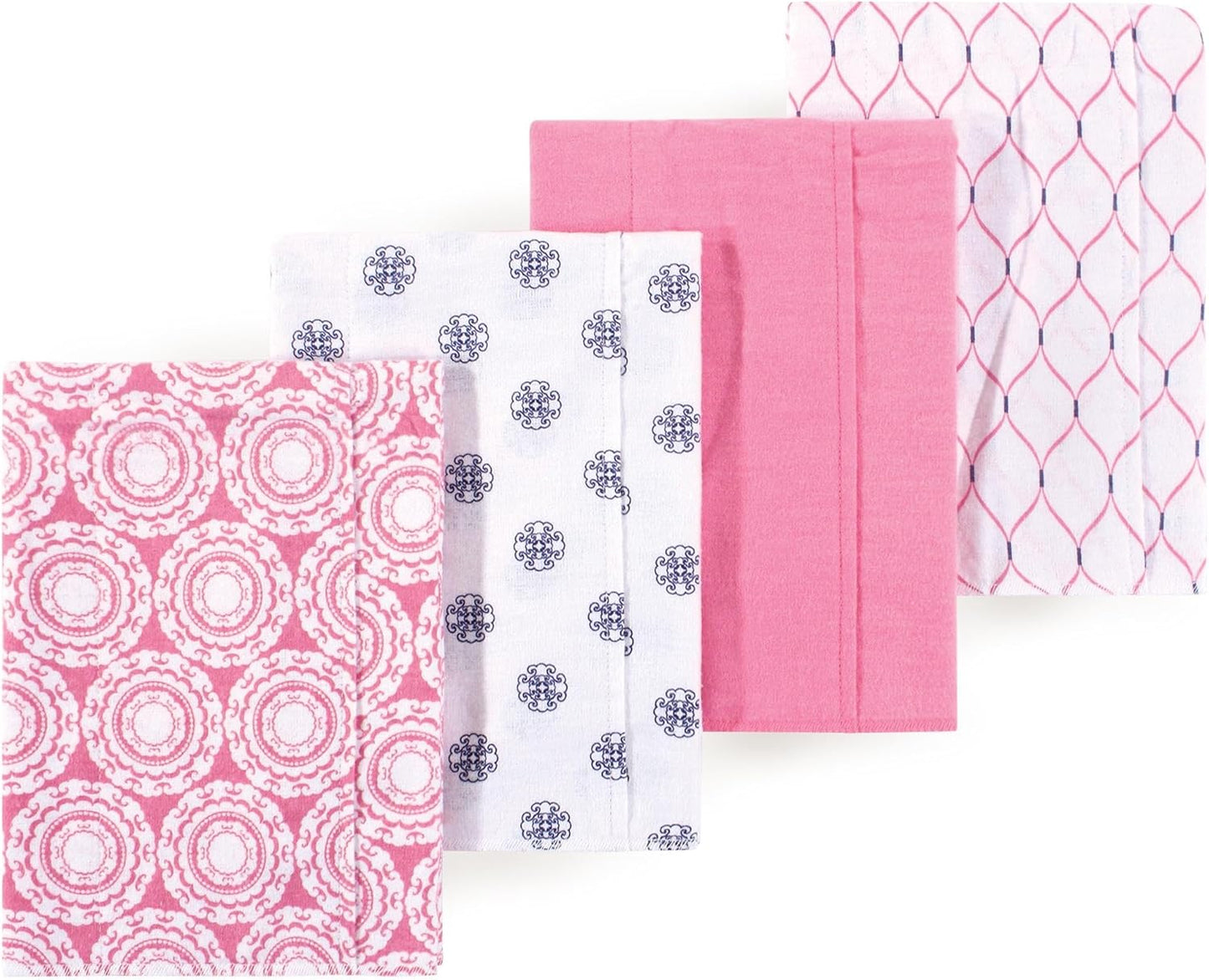 Luvable Friends Hudson Baby Flannel Burp Cloths 4pk, Pink Medallion