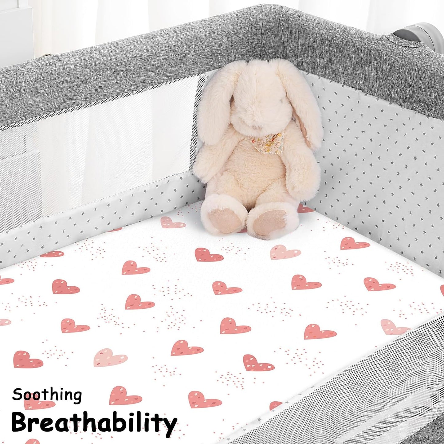 Yoofoss Bassinet Sheets for Baby,3-Pack Fitted Bassinet Sheets Set Compatible with Halo Bassinest Swivel Sleeper,Baby Delight,Angelbliss,Soft Breathable Bassinet Mattress Sheets(Pink+Butterflies)