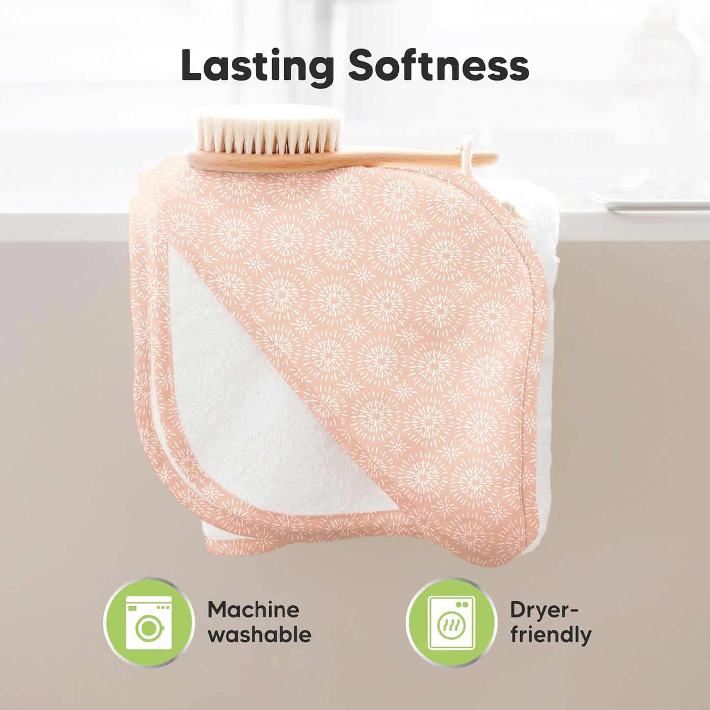 KeaBabies Hooded Baby Towel for Newborn - Viscose Derived from Bamboo Large Baby Bath Towels with Hood for Boys, Girls, Toddler, Extra Absorbent & Soft Newborn Bath Essentials (Crystal, Regular)