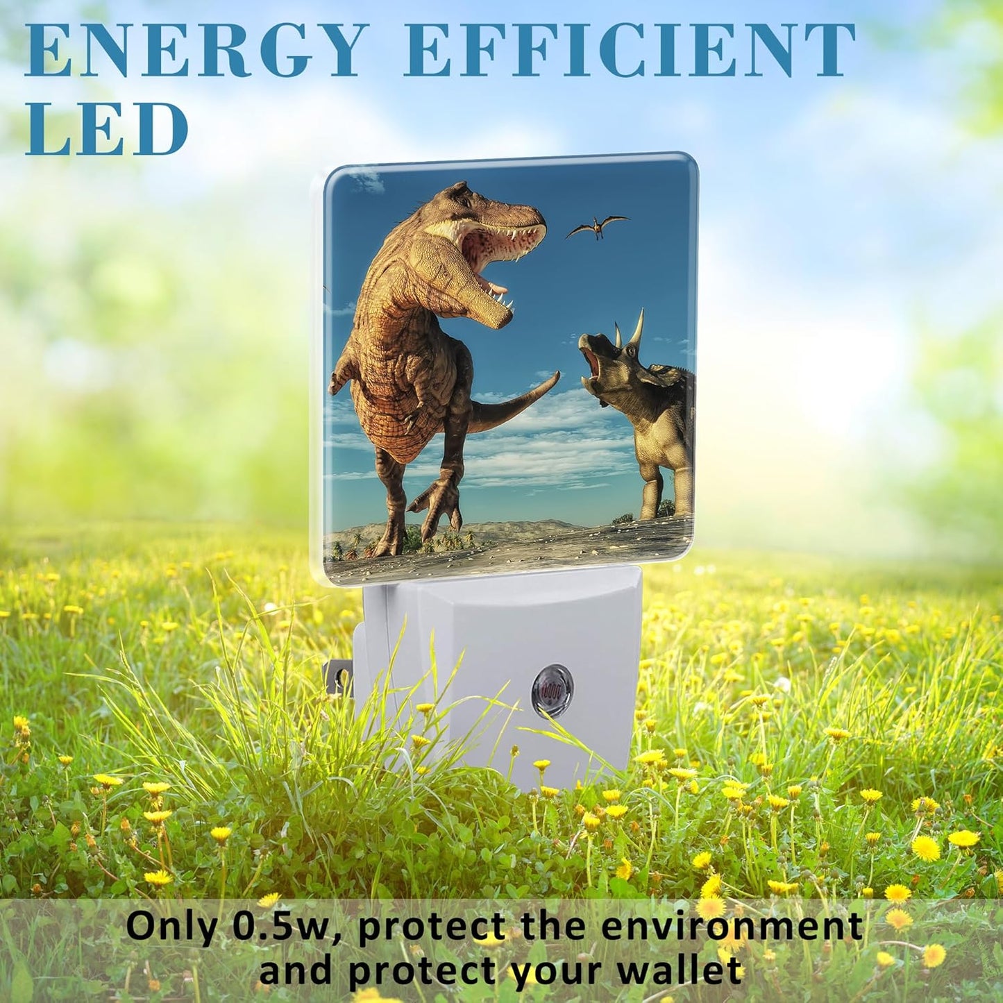 3D Dinosaur World Night Light for Kids, LED Night Light Plug into Wall with Dusk to Dawn Sensor for Girls Boys Women Men Room Decor, Hallway, Kitchen, Bathroom, Nursery, Stairs