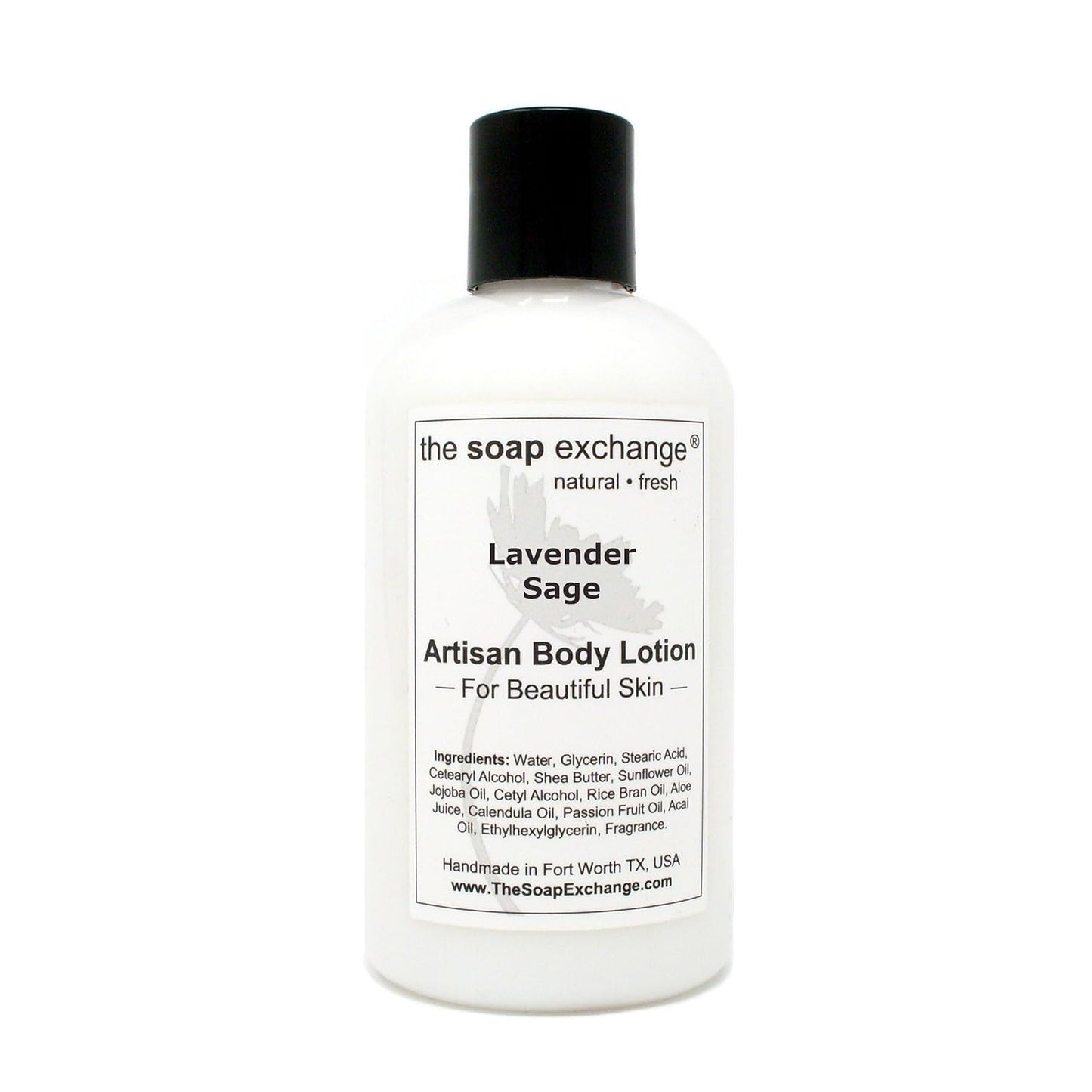 The Soap Exchange Body Lotion - Lavender Sage Scent - Hand Crafted 8 fl oz / 240 ml Natural Artisan Skin Care for Hand, Face, & Body, Moisturize, Hydrate, & Protect. Made in the USA.