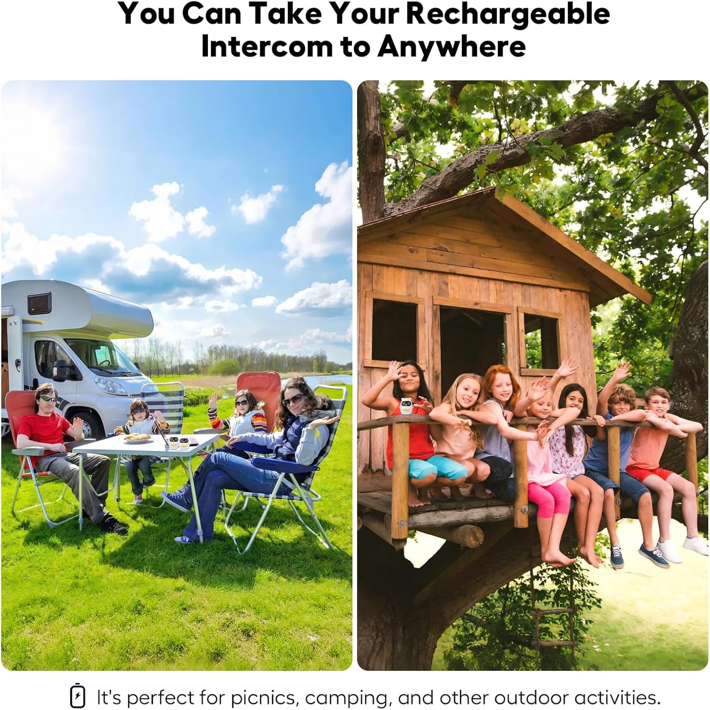 Audio Baby Monitor with Rechargeable Battery, Walkie Talkies for Kids with Two-Way Talk and Clear Sound, 1000 Ft Range, Indoor Outdoor Intercom Toys for Family Games, Outside, Camping, Hiking