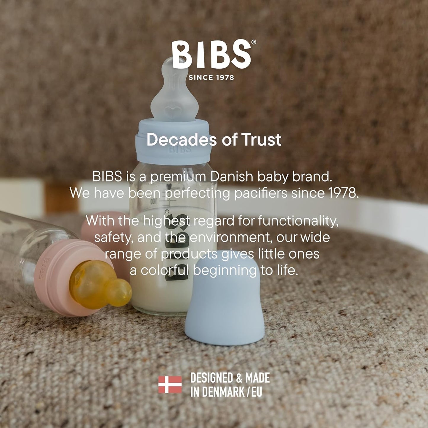 BIBS Baby Bottle 270 ml Latex Nipple 4 Pack - Anti-Colic, BPA-Free, Round Nipple, Lightweight & Easy to Clean, Suitable for Newborns 0+ Years, 4-Pack + 2 Extra Nipples - Ivory