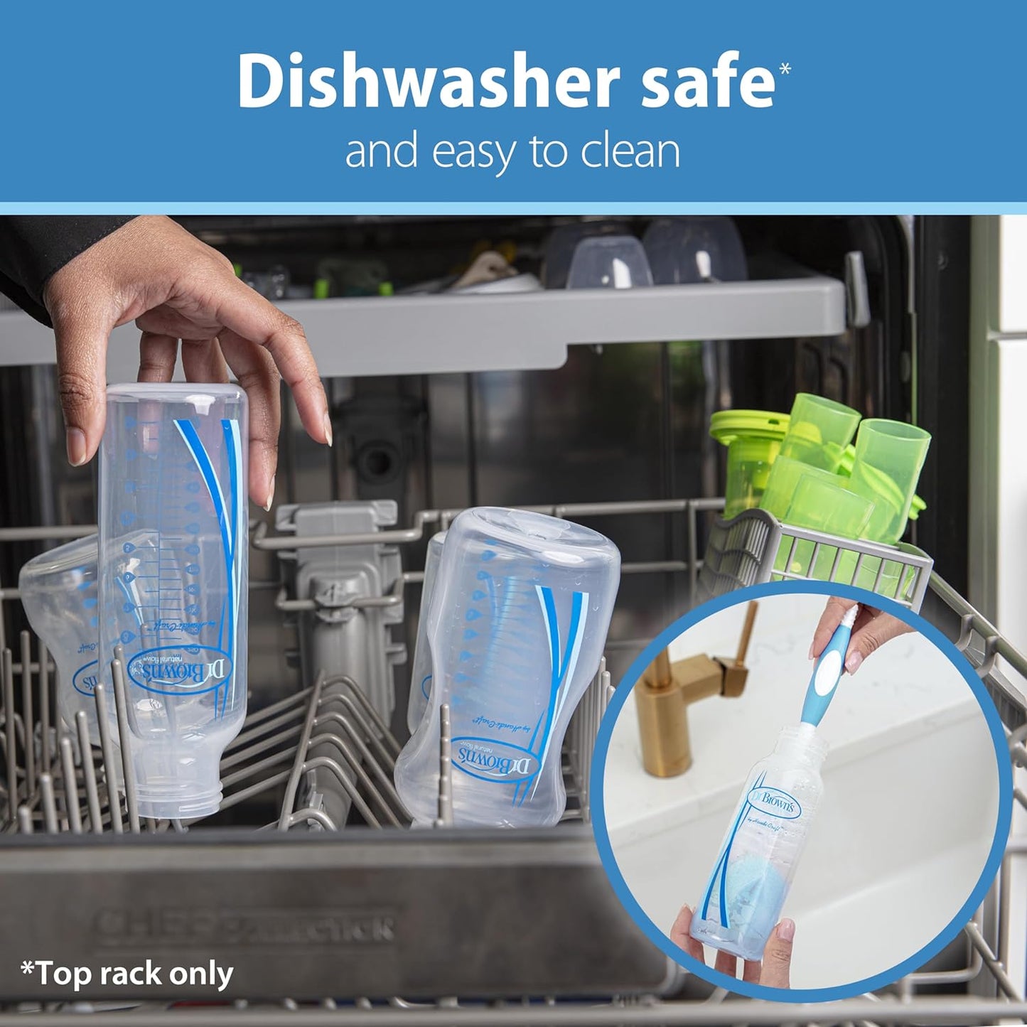 Dr. Brown's Natural Flow Anti-Colic Options+ Narrow Baby Bottle, Pink Floral, 8 oz/250 mL, with Level 1 Slow Flow Nipples, 0m+, 4 Pack