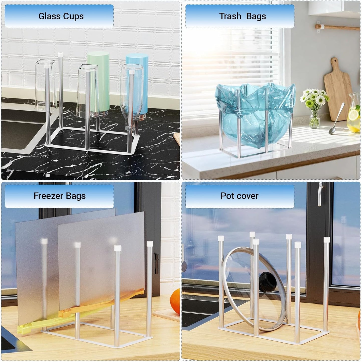 Water Bottle Drying Rack,Stainless Steel Bottle Rack Dryer, Plastic Bag Drying Rack, Baby Bottle Drying Rack,Space Saving Countertop Rack for Glass,Cups, Mugs,Mason Jars and Sports Bottles