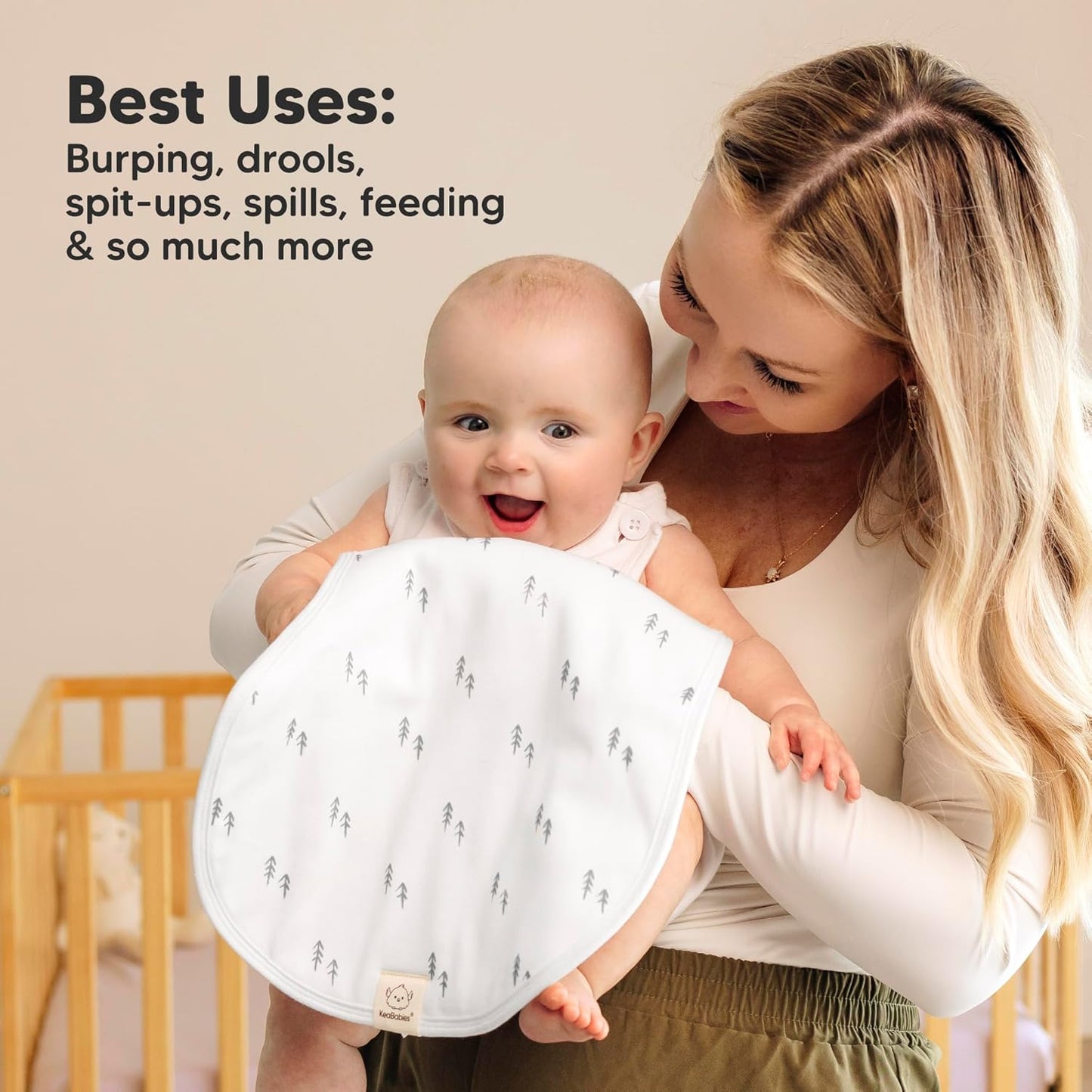 KeaBabies 4-Pack Baby Burp Cloths Baby Girl, Boy - Organic Cotton Burp Cloth, Extra Large, Absorbent, Soft Burping Cloths & Bibs Set for Babies, Newborn Burp Clothes, Thick Burp Rags (Nordic)