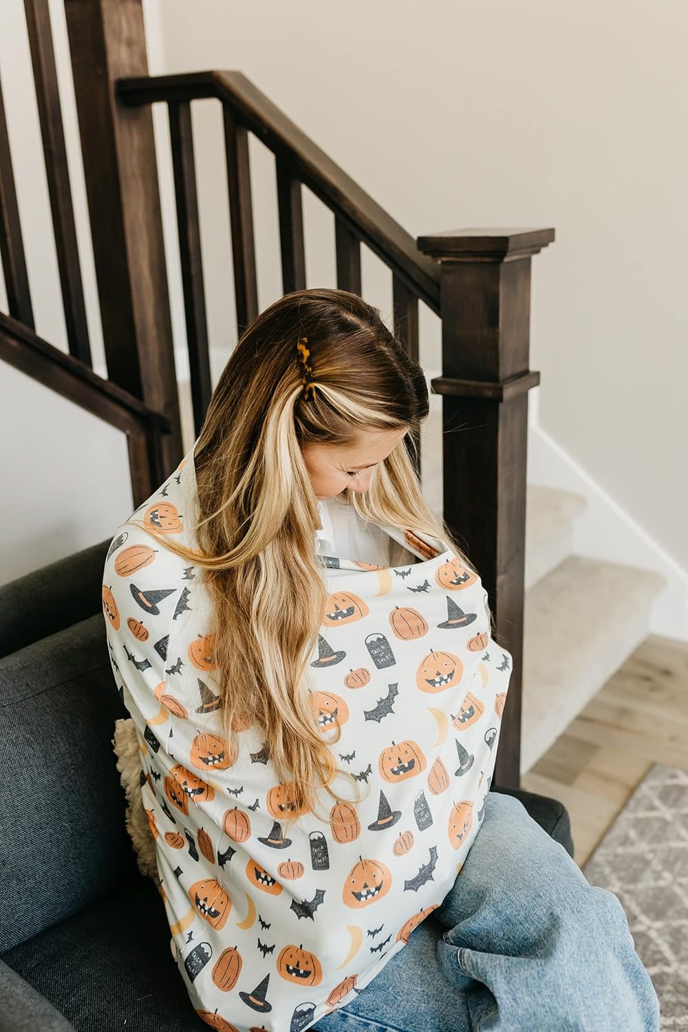 Baby Car Seat Cover Canopy and Nursing Cover Multi-Use Stretchy 5 in 1 Gift"Trick" by Copper Pearl