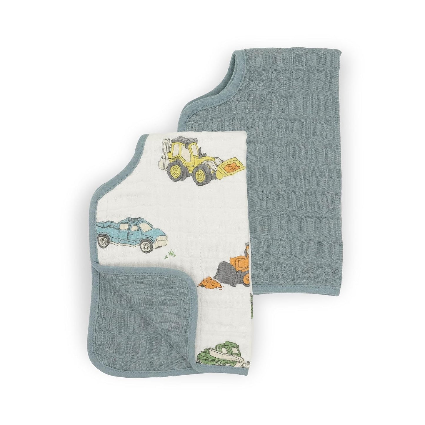 Little Unicorn Ultra-Absorbent Premium Burp Cloth 2 Pack | Soft on Baby's Skin | Larger Size | Ergonomic Design | Set of 2 (Work Trucks)