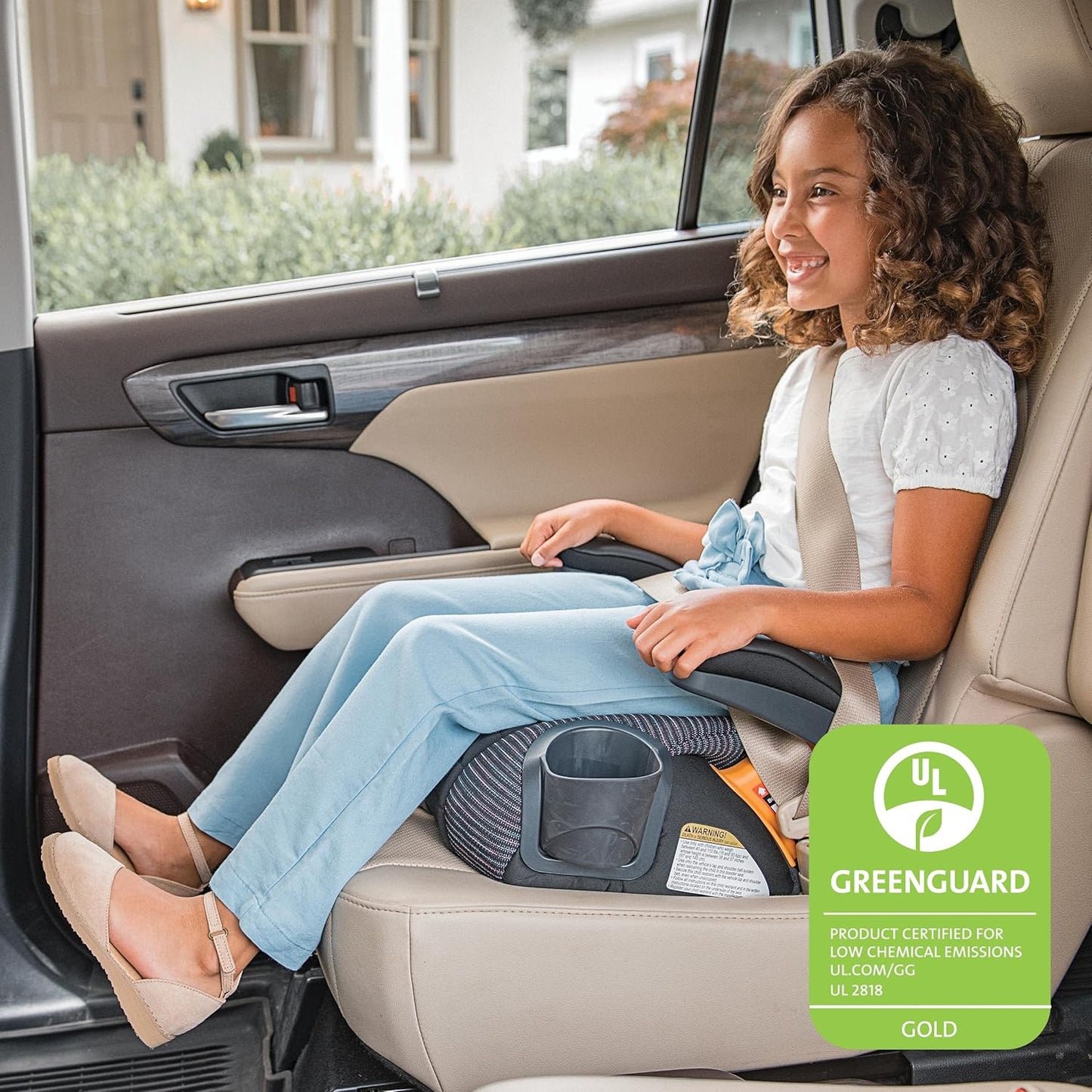 Chicco GoFit ClearTex Plus Backless Booster Car Seat, Latch Attachment, Quick-Release Latch Removal, Portable Car Booster Seat for Children at Least 4 Years Old and 40-110 lbs | Sunset/Purple