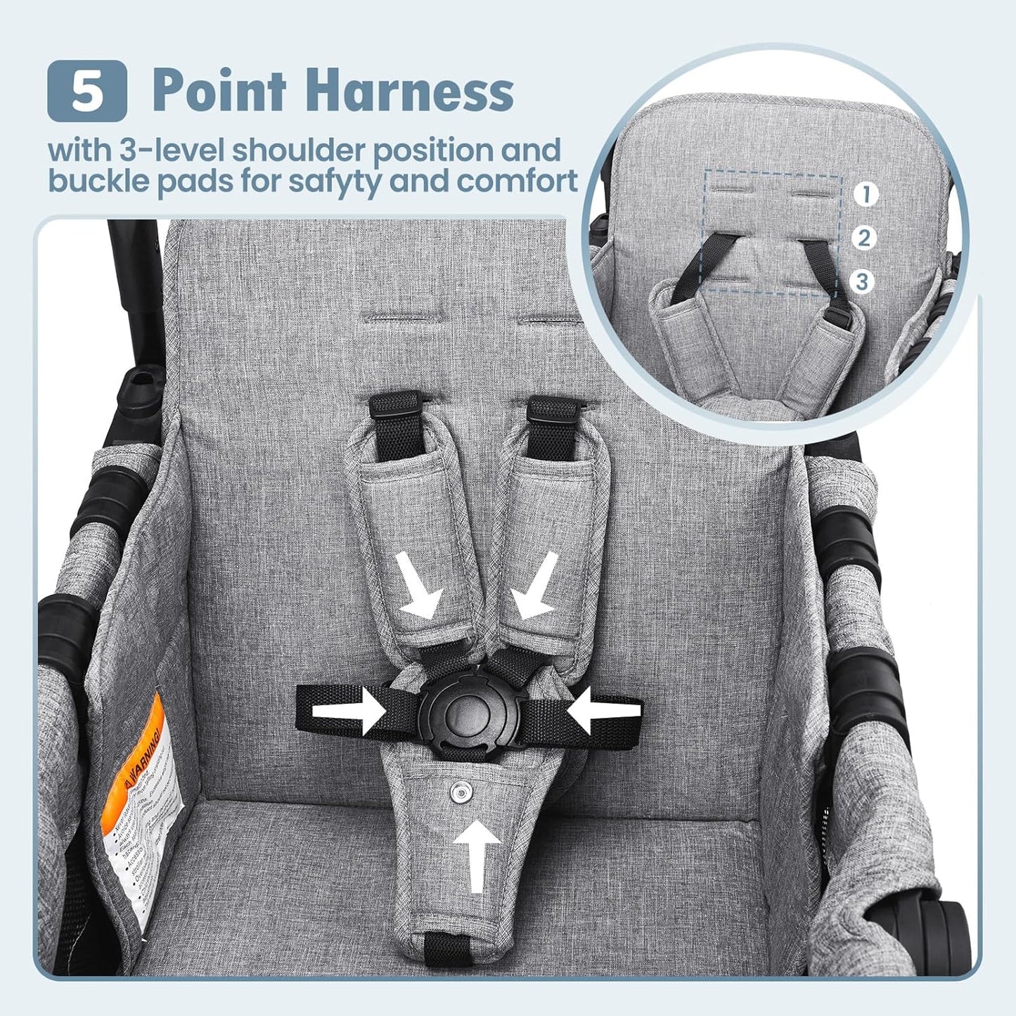 Wagon Stroller for 2 Kids, High Seat & 5 Point Harness, Foldable All-Terrain Wagon for Toddler with Canopy, Parent Organizer, Shoulder Bag, Adjustable Handlebar, Ultimate Double (Gray)