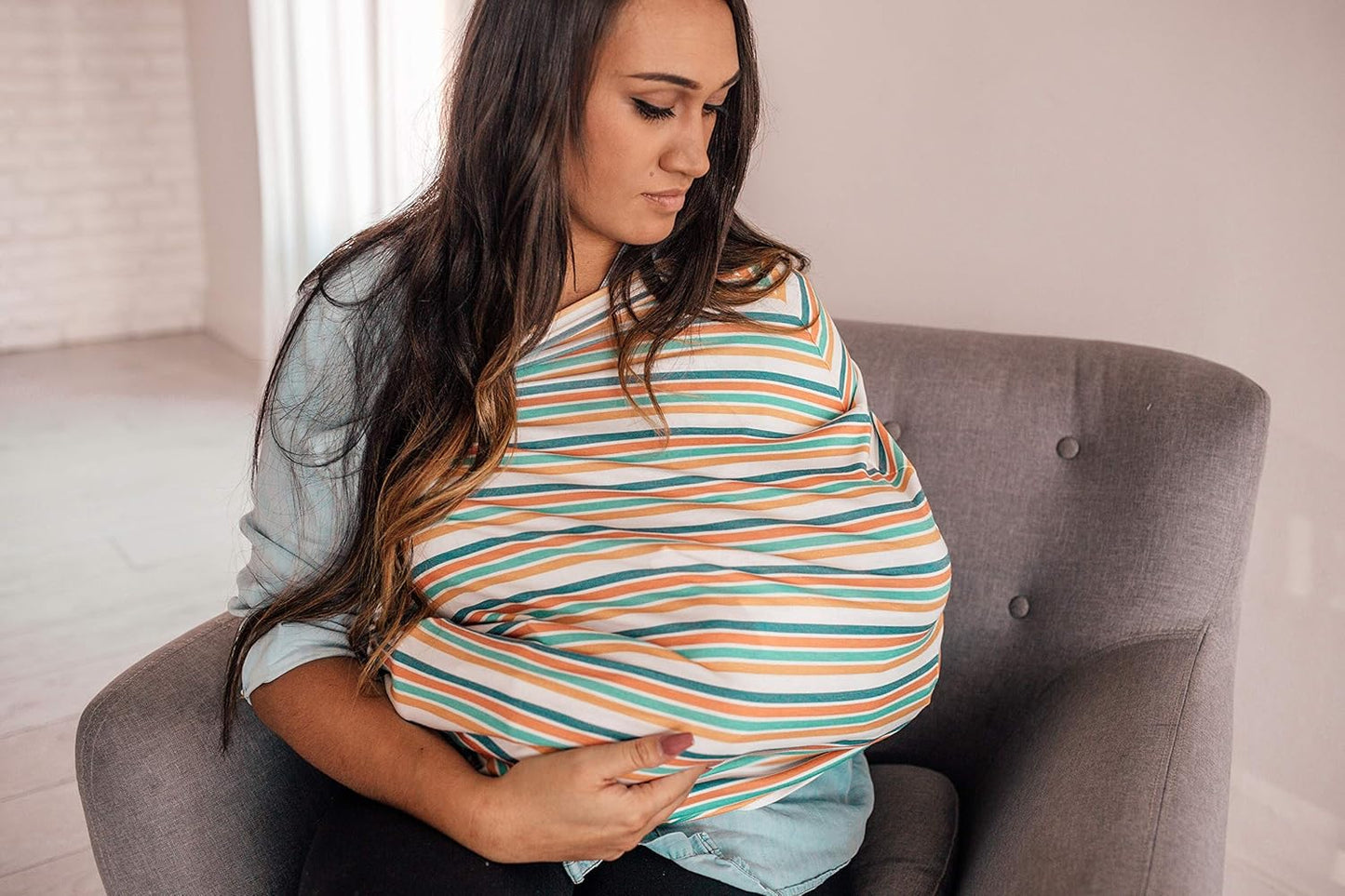 Baby Car Seat Cover Canopy and Nursing Cover Multi-Use Stretchy 5 in 1 Gift Retro by Copper Pearl