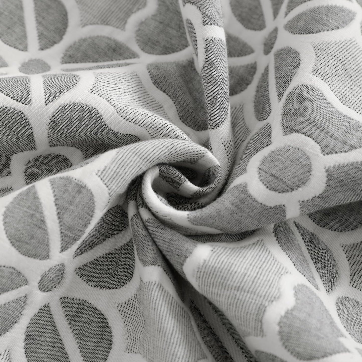 NTBAY 3 Layer Toddler Blanket, Muslin Cotton Jacquard Bed Blankets, Lightweight Thermal Baby Blanket, Super Soft and Warm Crib Blanket for All Seasons, Decoration Gift, 30"x40", Grey Clover