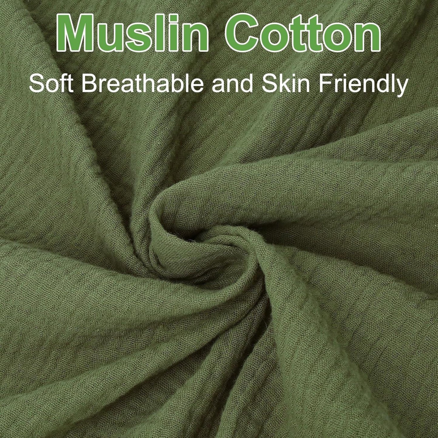 Muslin Mini Crib Sheets for Girls & Boys-2 Pack 24"x 38" Soft Baby Mattress Sheets Fitted-No Slip Neutral Toddler Cotton Bedding-Boho Nursery Décor Olive Green & Beige