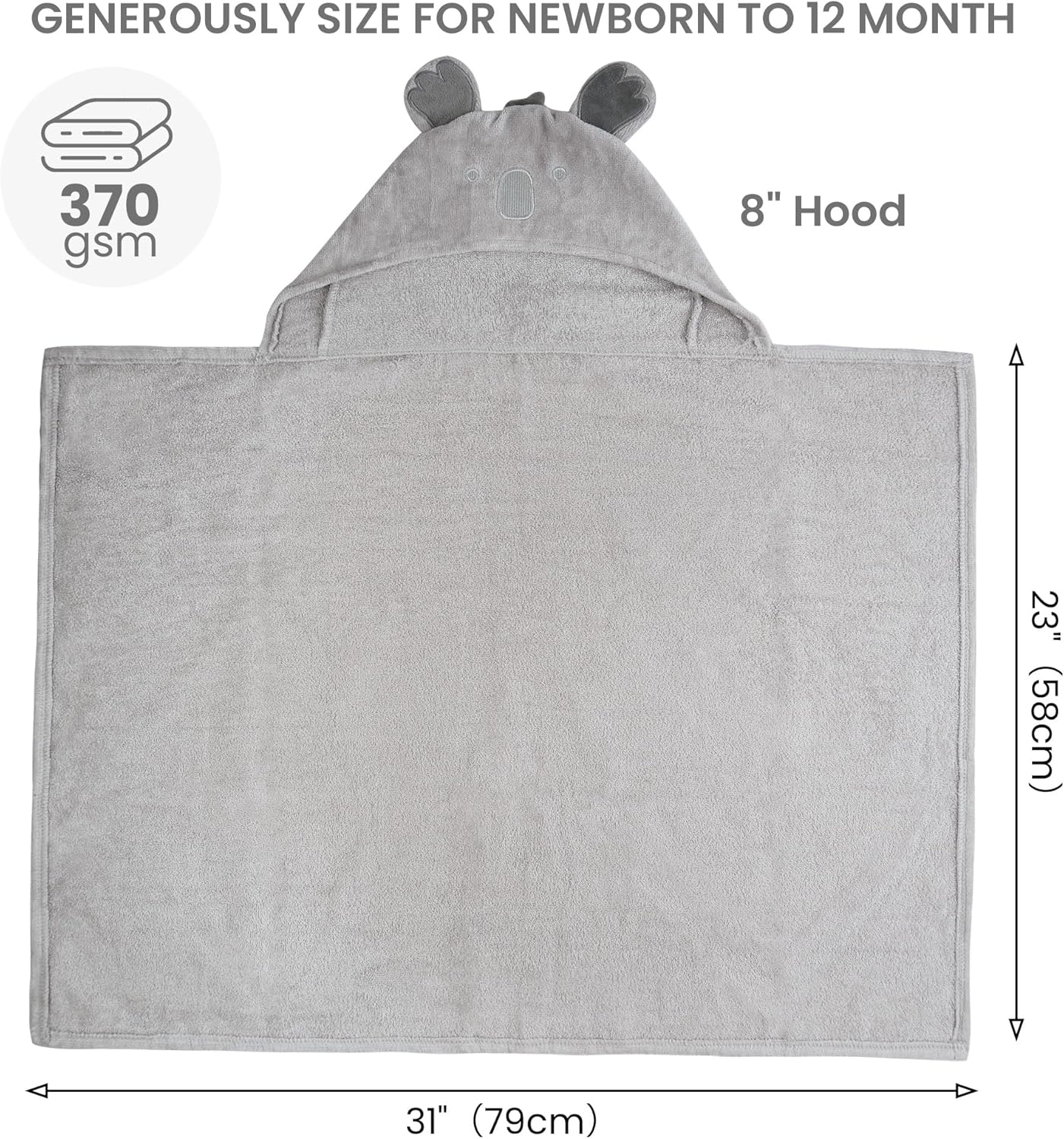 Viviland 2 Pack Hooded Baby Towels, Soft 100% Cotton Baby Bath Towels with Hood, Extra Thick and Absorbent, Essential for Newborns, Kids, Infants - Girls and Boys (Blue Elephant & Koala)