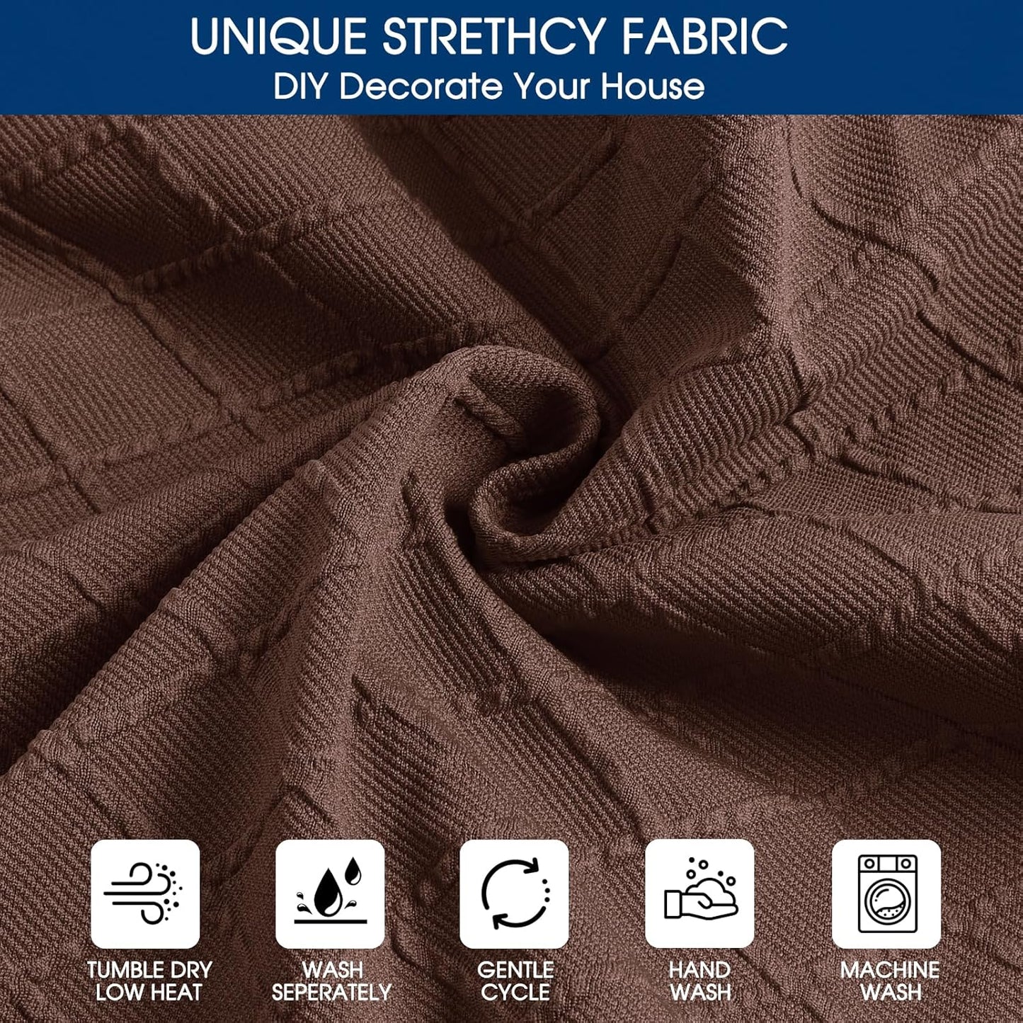 Yikko Chair Seat Covers, High-Density Check Jacquard Ekedalen Seat Covers for Dining Kitchen Restaurant Banquet, Stretch Removable Washable Chair Seat Cushion Protector (6, Brown)