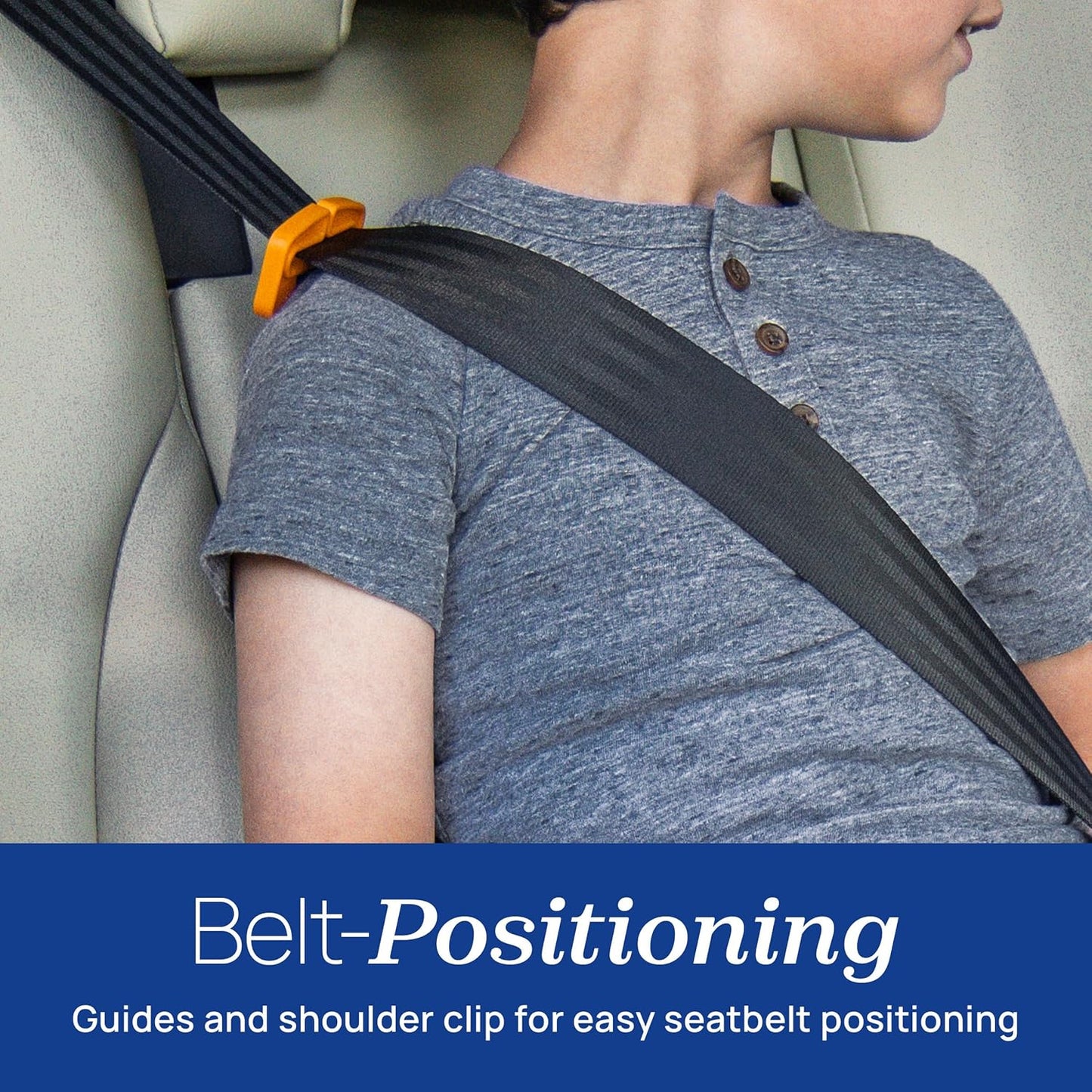 Chicco GoFit ClearTex Backless Booster Car Seat, Travel Booster Seat for Car, Portable Car Booster Seat for Children at Least 4 Years Old and 40-110 lbs. | Shadow/Black